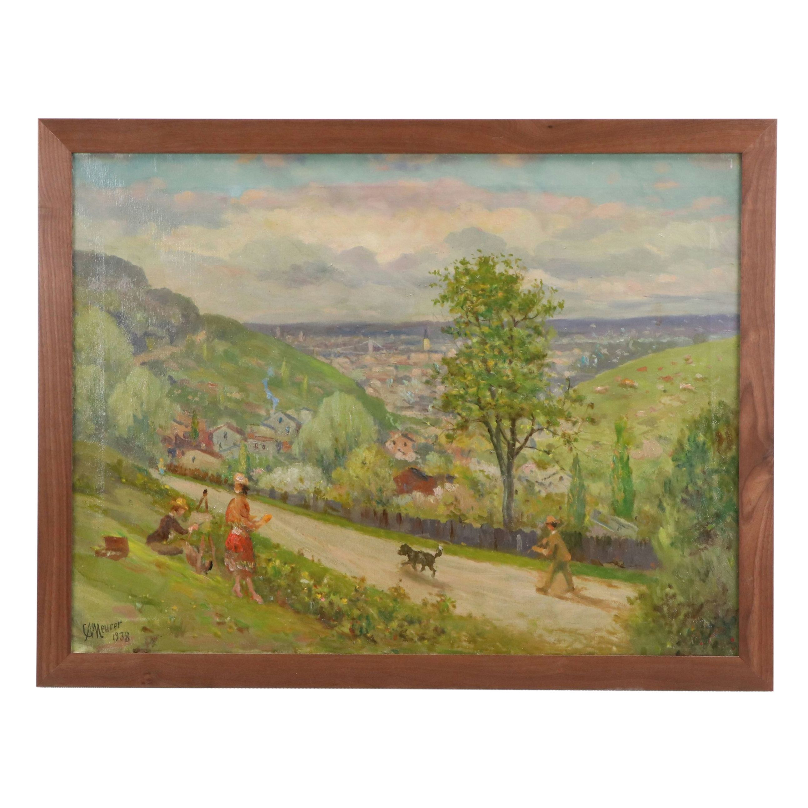 Charles A. Meurer Oil Painting "New Amsterdam from Dixie Highway," 1938