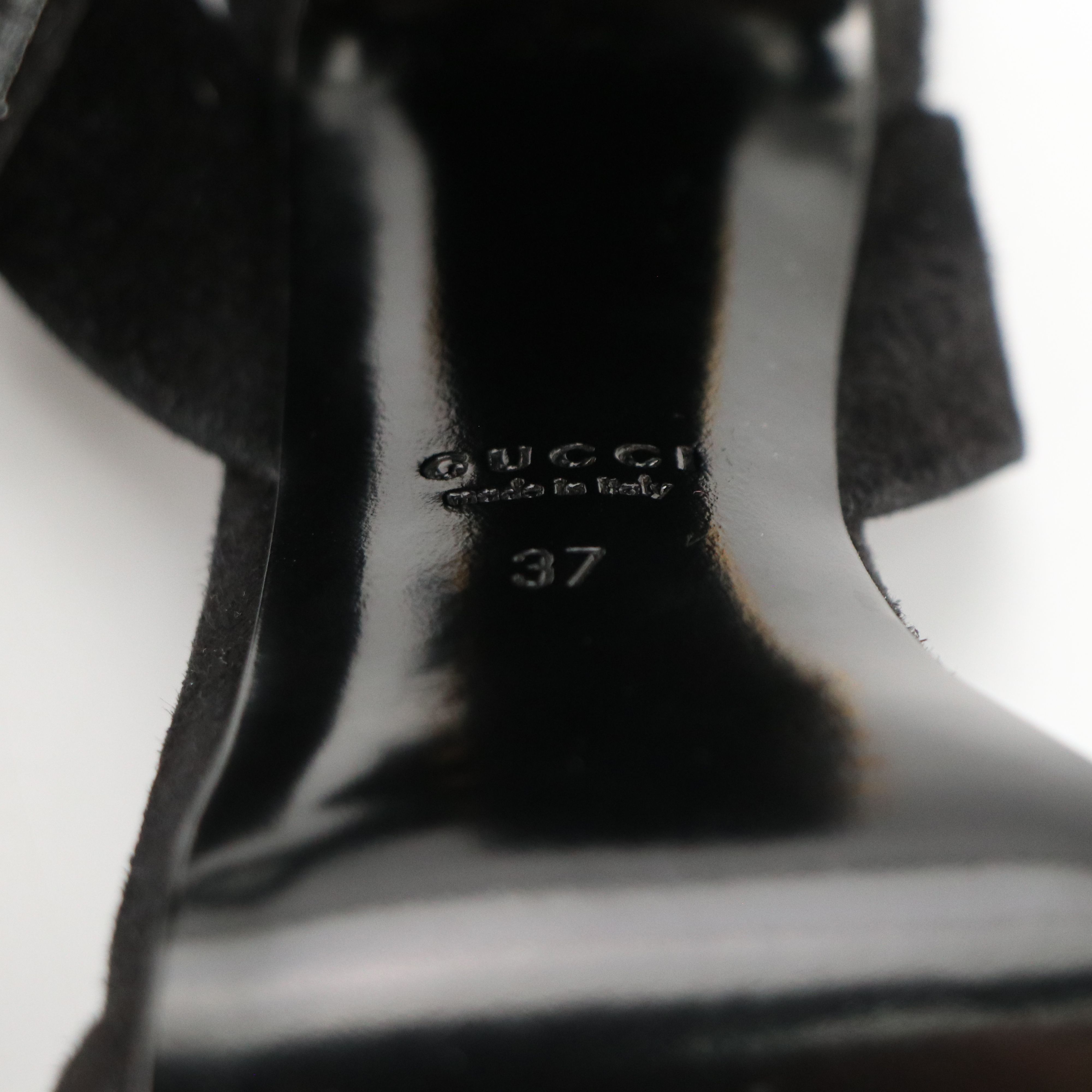 Gucci Studded Ankle-Wrap Pumps in Black Suede