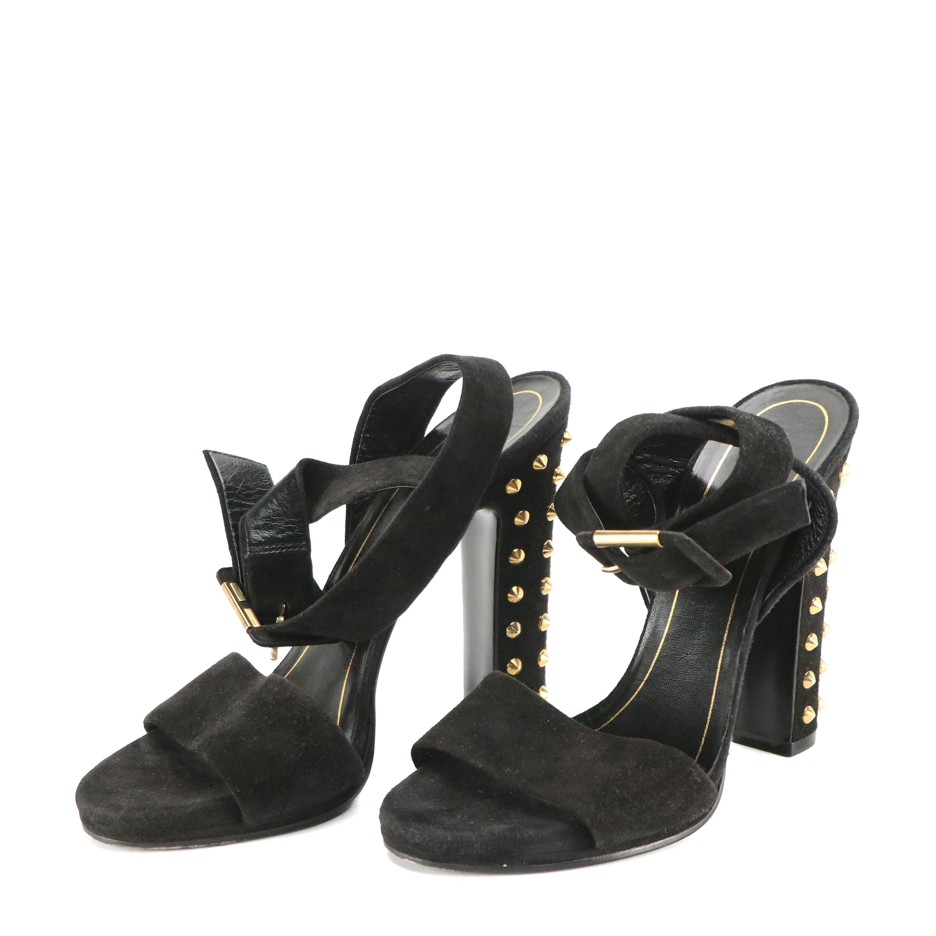 Gucci Studded Ankle-Wrap Pumps in Black Suede