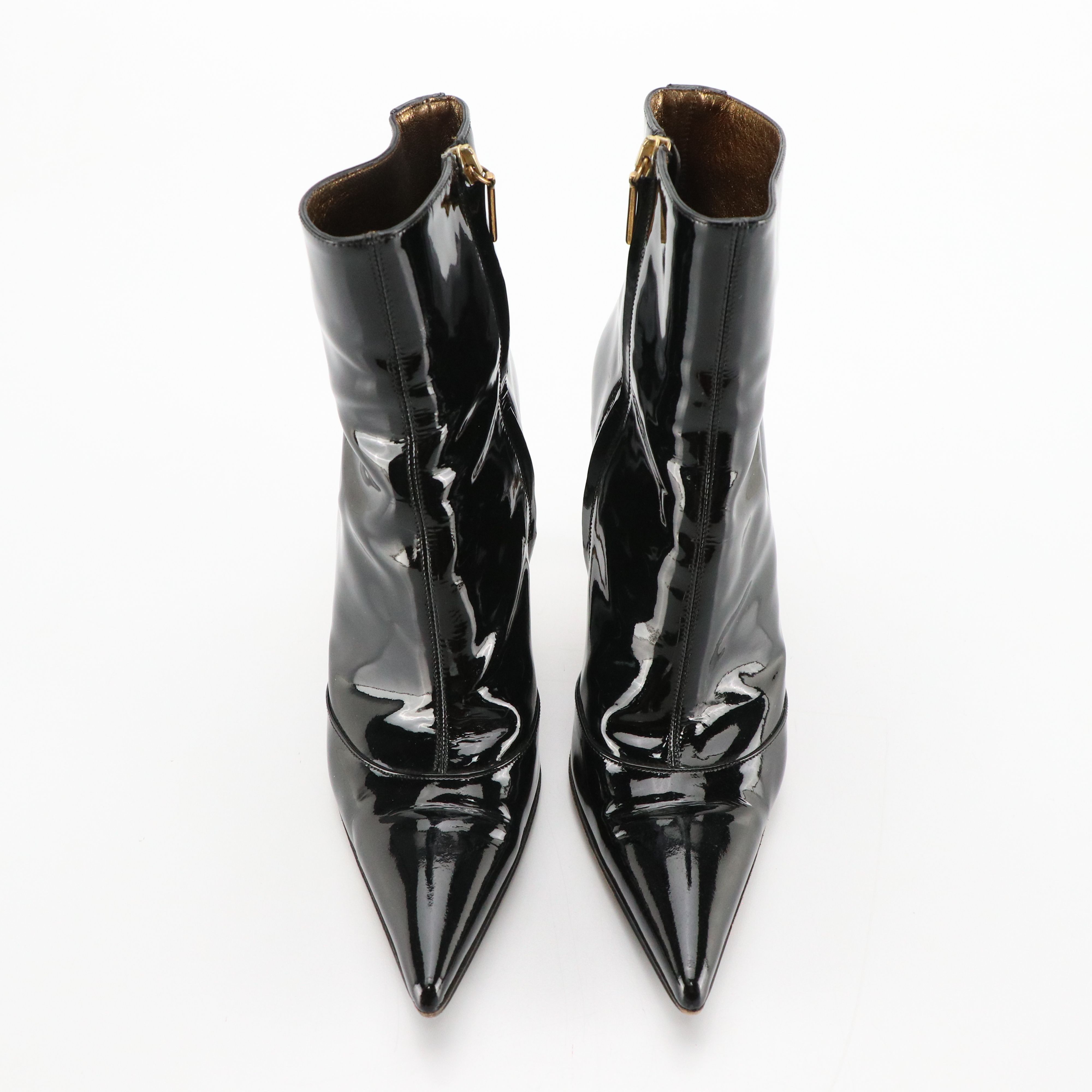 Dolce & Gabbana Heeled Ankle Booties in Shiny Black Patent Leather
