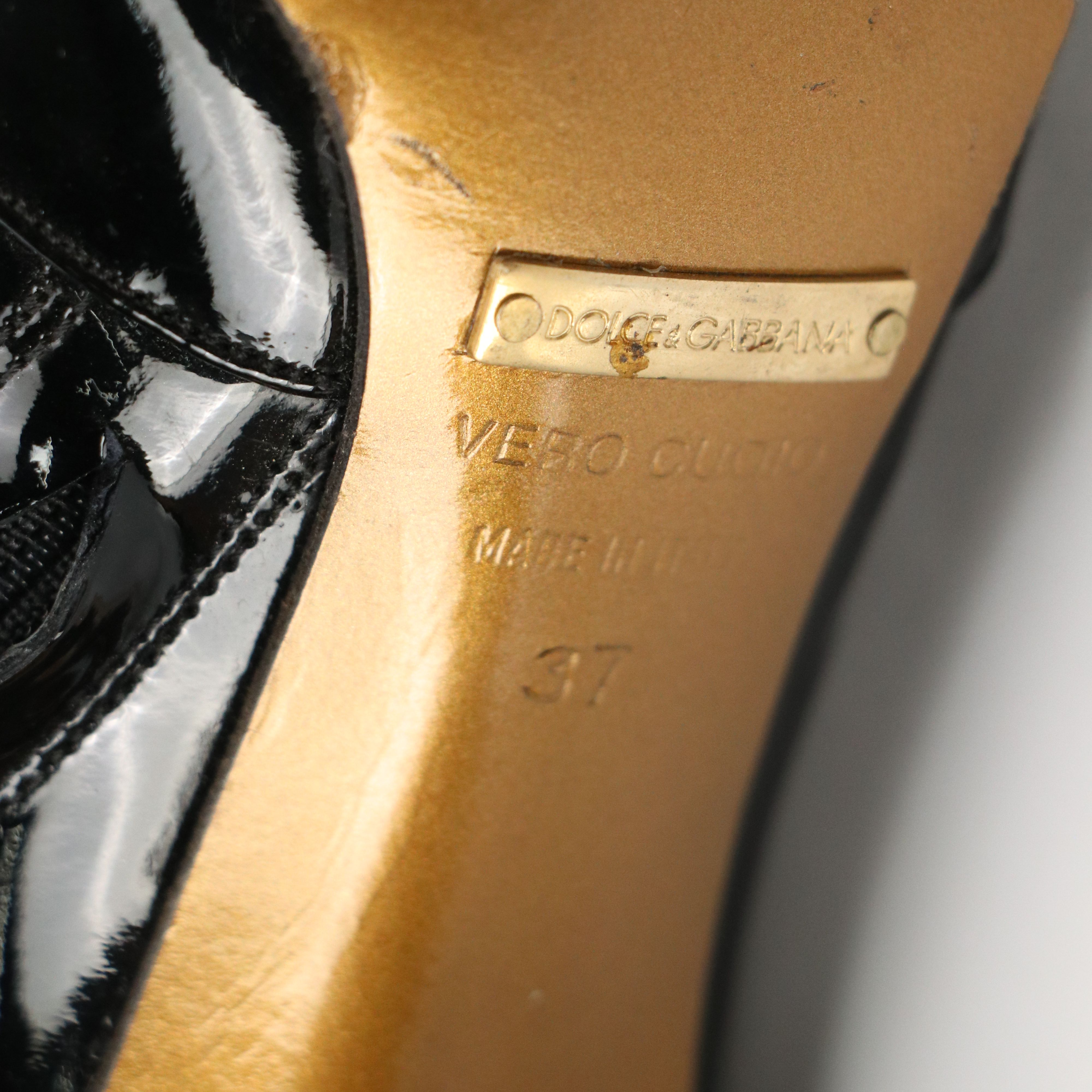 Dolce & Gabbana Heeled Ankle Booties in Shiny Black Patent Leather