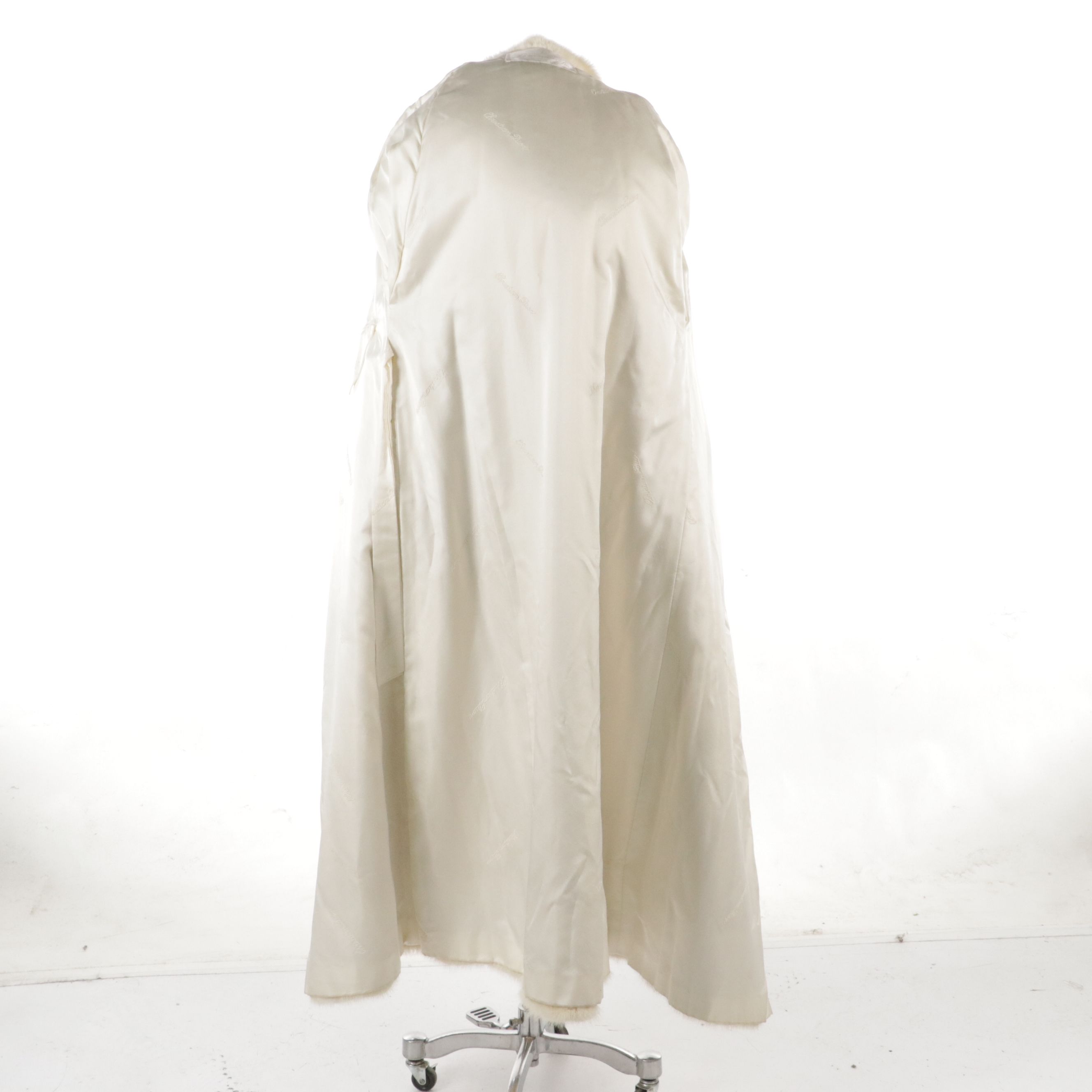 Christian Dior White Mink Fur Long Coat with Arctic Fox Fur Trimmed Hood