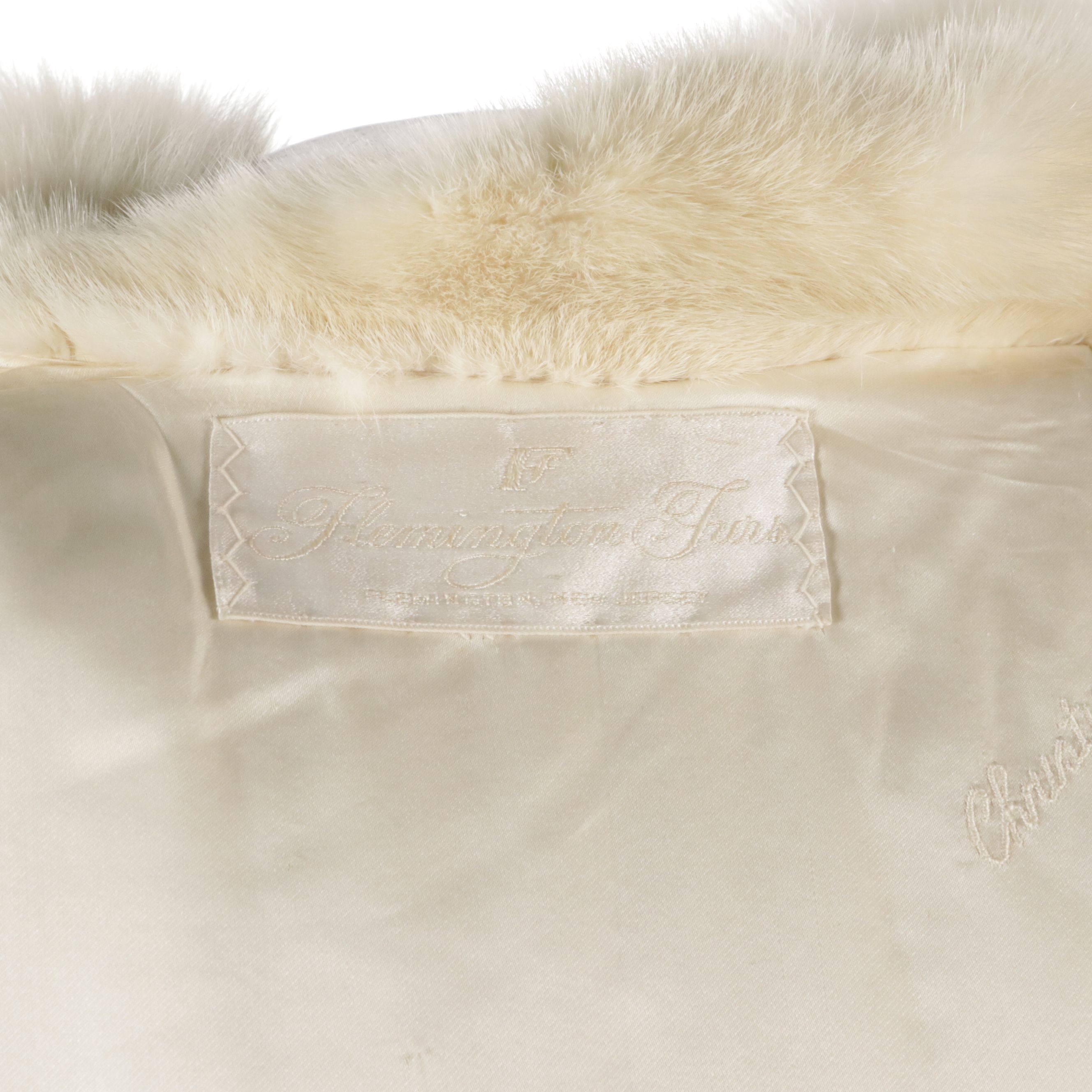 Christian Dior White Mink Fur Long Coat with Arctic Fox Fur Trimmed Hood