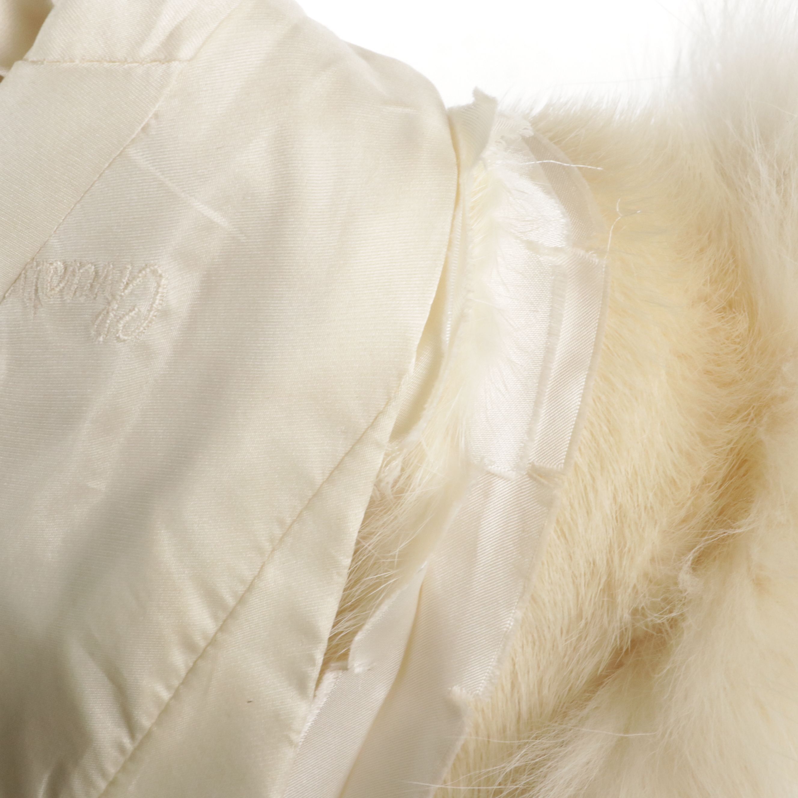 Christian Dior White Mink Fur Long Coat with Arctic Fox Fur Trimmed Hood