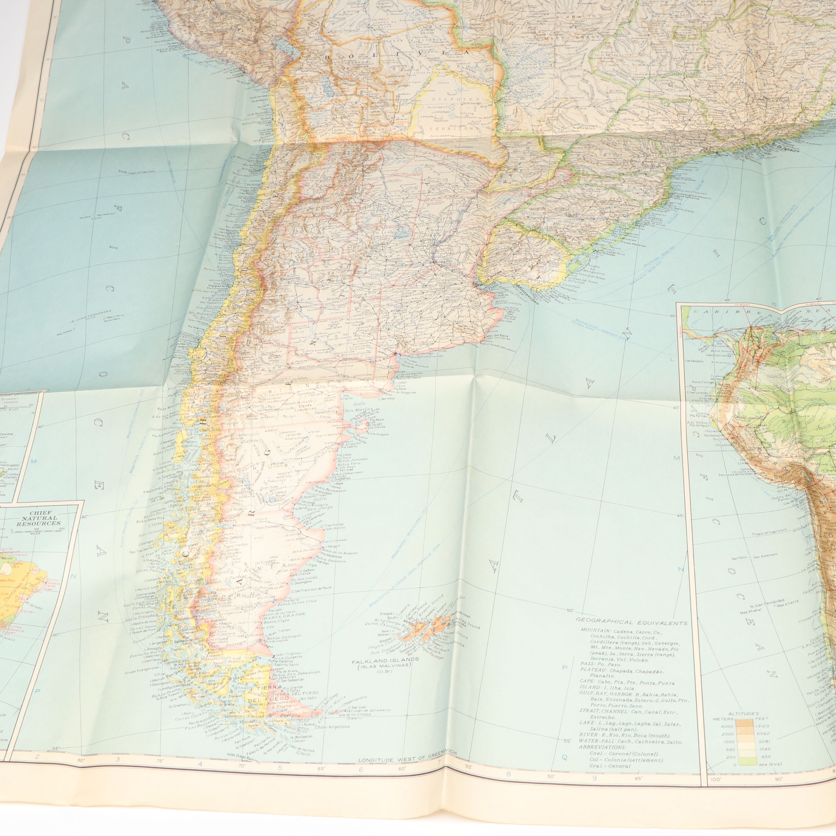 National Geographic Magazine "South America" Color Lithograph Map, 1937
