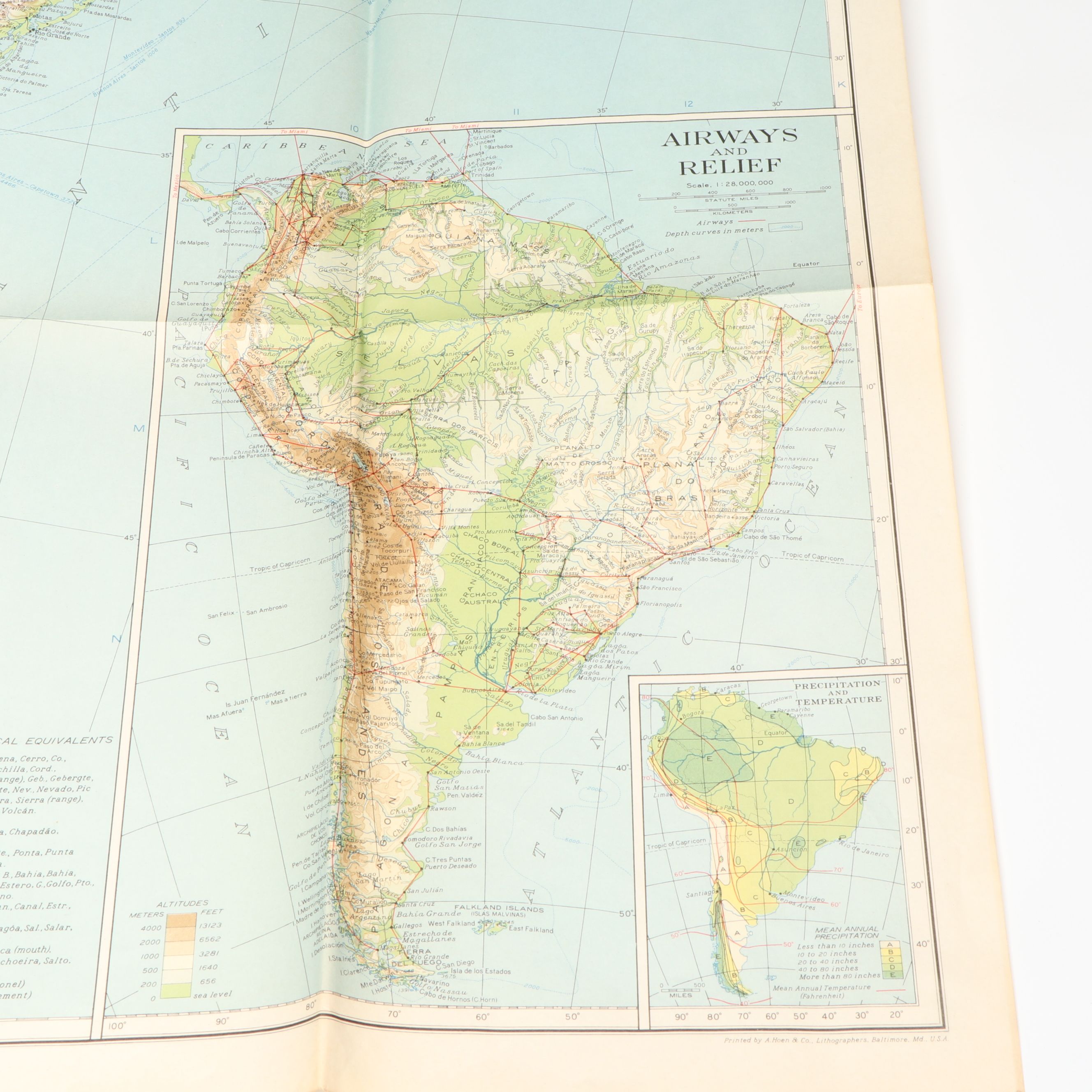 National Geographic Magazine "South America" Color Lithograph Map, 1937