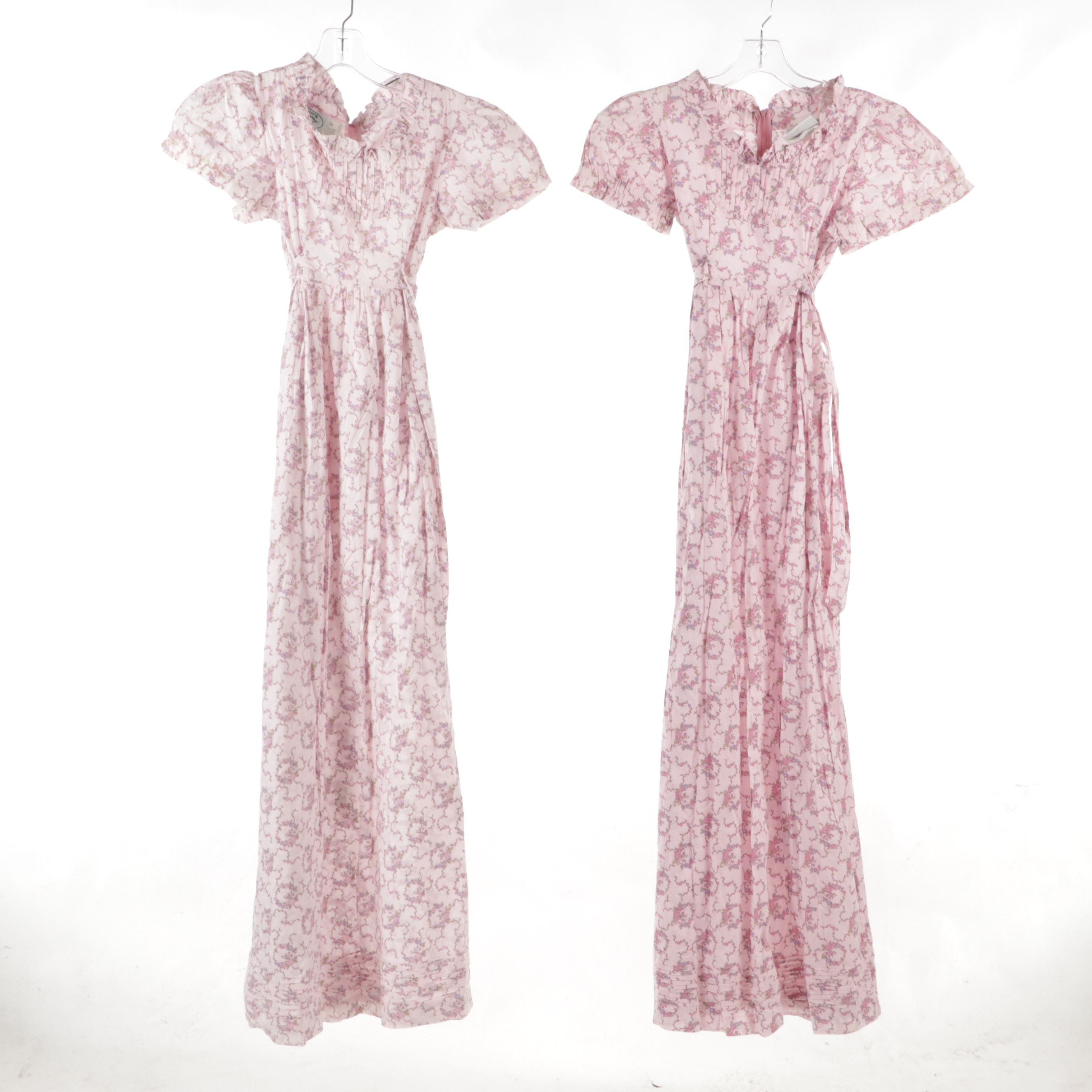 Womens and Girls Laura Ashley Floral Prairie Maxi Dresses in Cotton, 1970s
