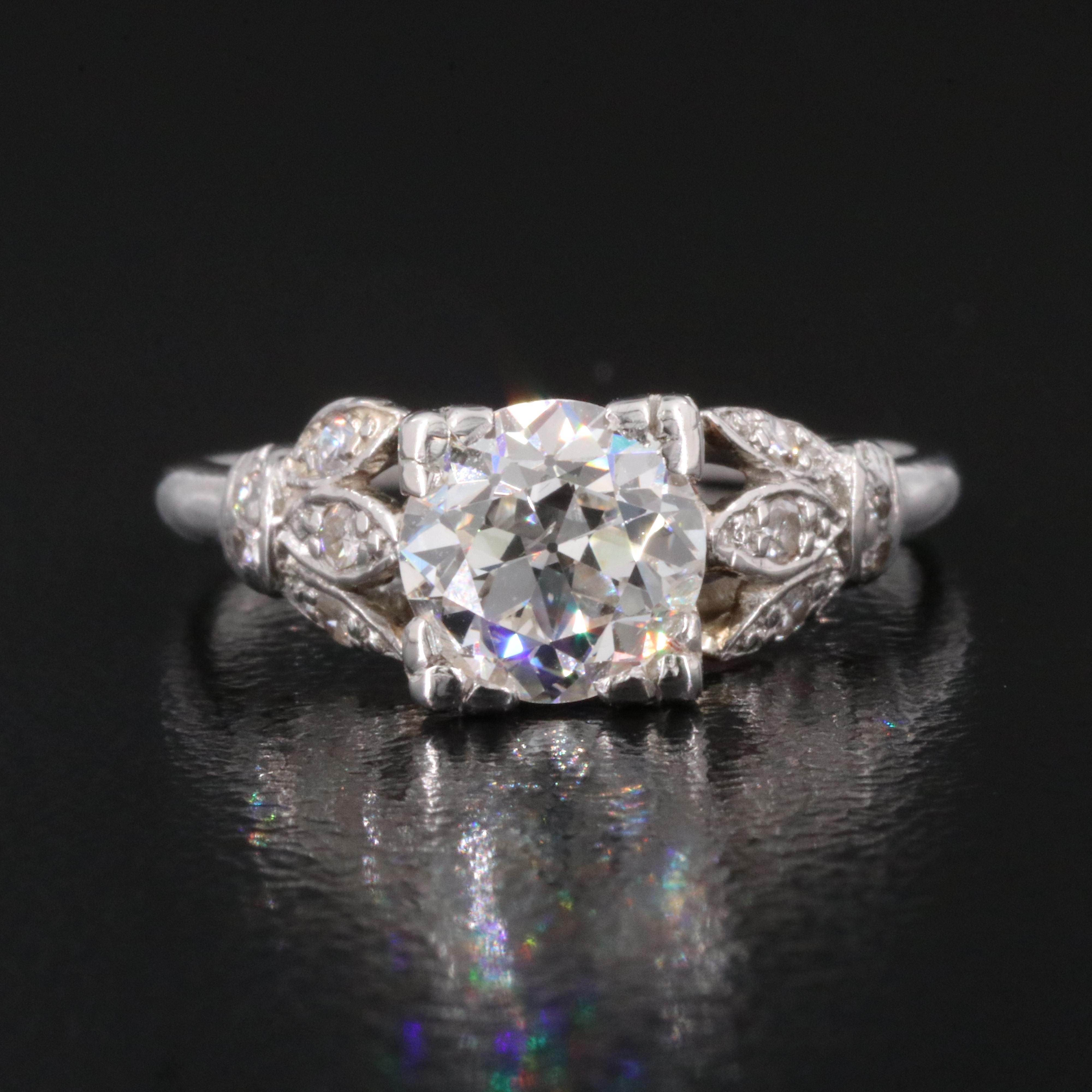 Antique Platinum 1.12 CTW Diamond Ring with GIA Report