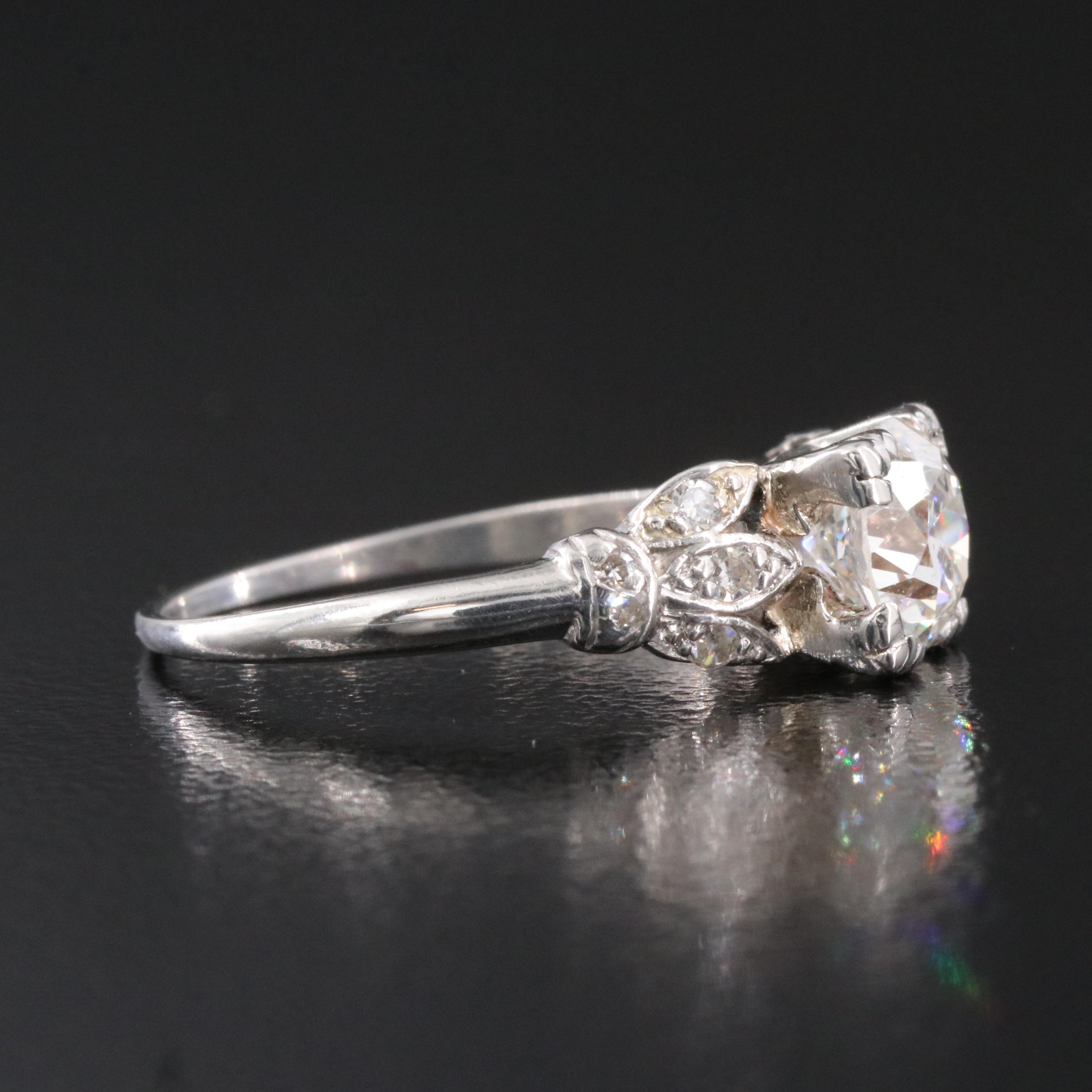 Antique Platinum 1.12 CTW Diamond Ring with GIA Report