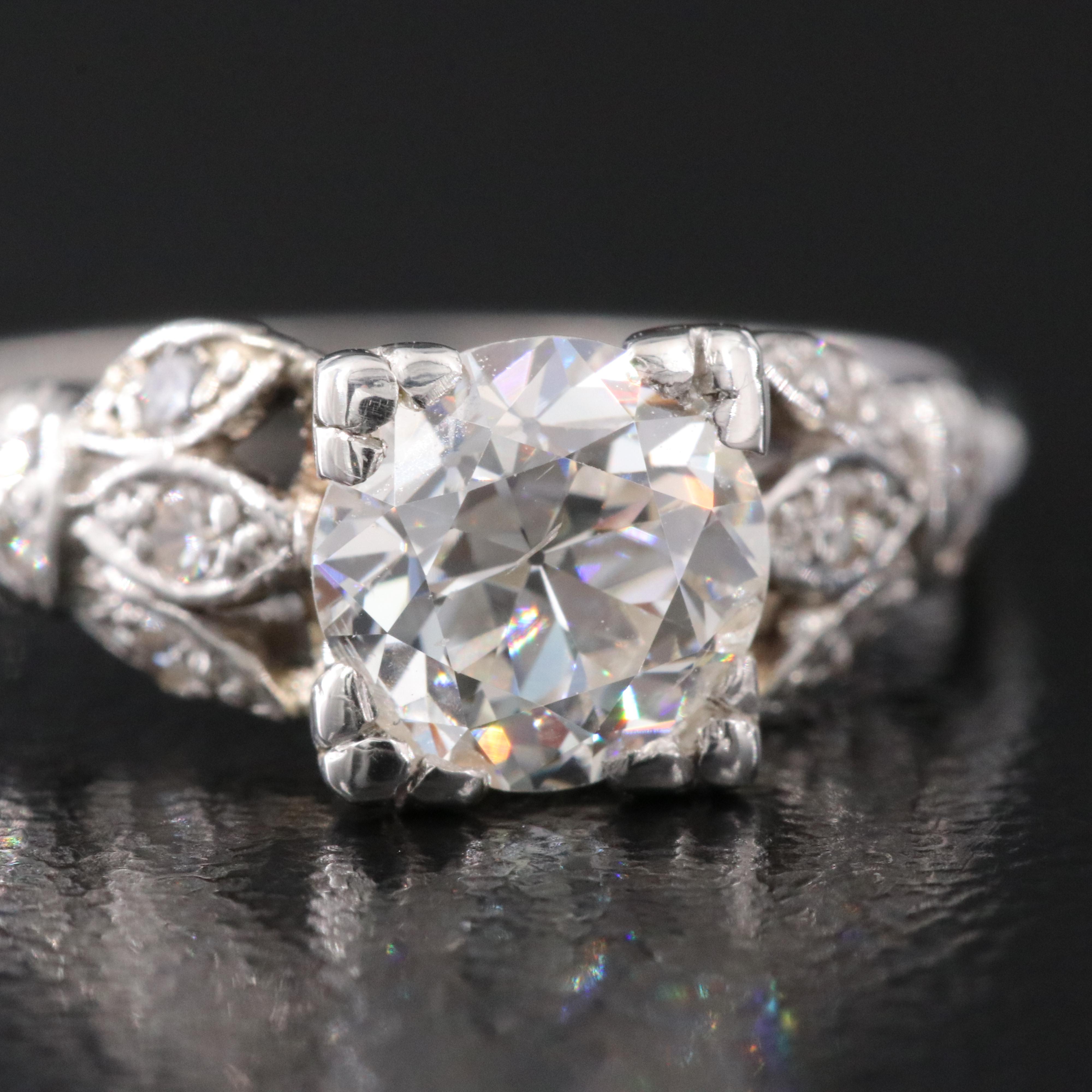 Antique Platinum 1.12 CTW Diamond Ring with GIA Report