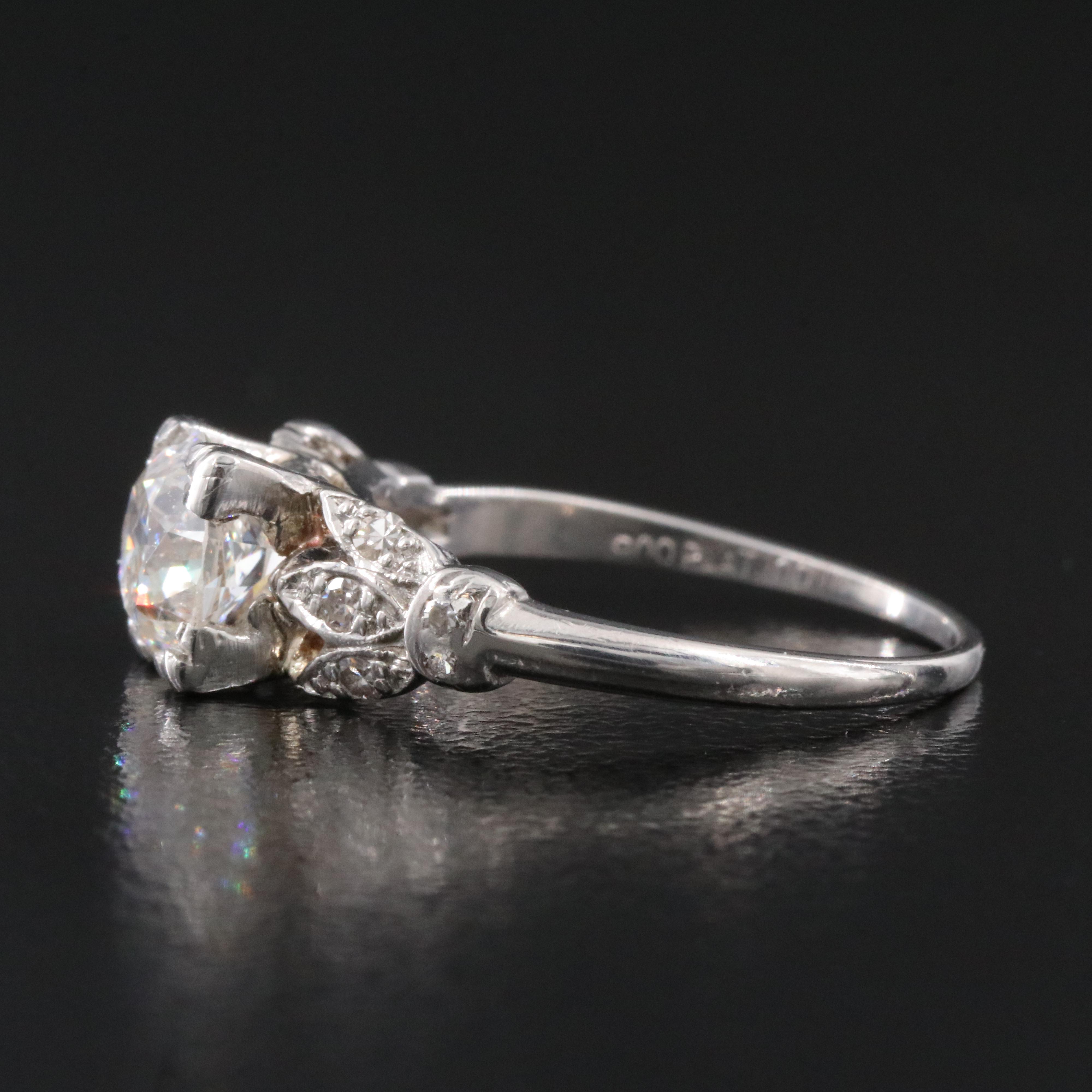 Antique Platinum 1.12 CTW Diamond Ring with GIA Report