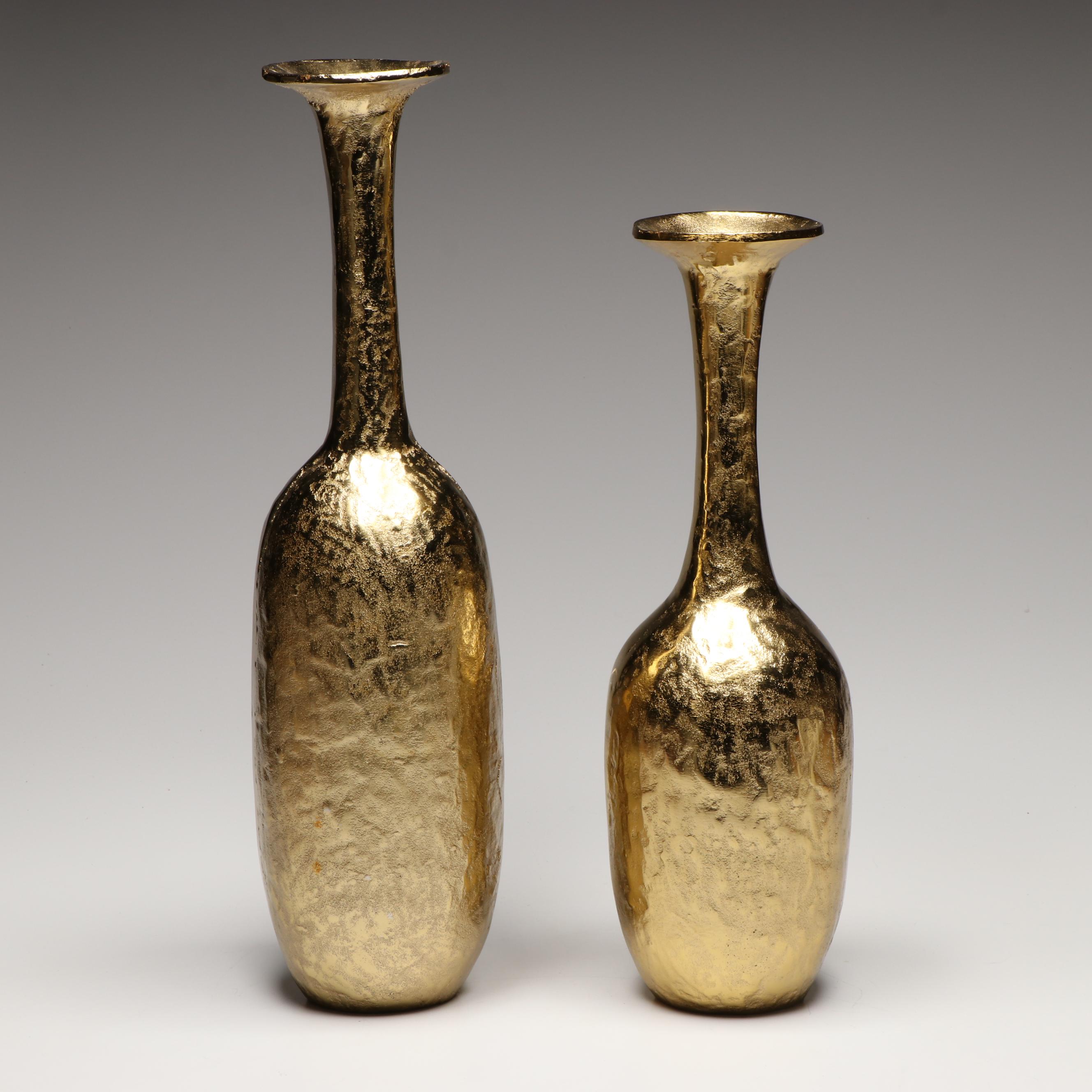 Modern Gold Finished Metal Vases