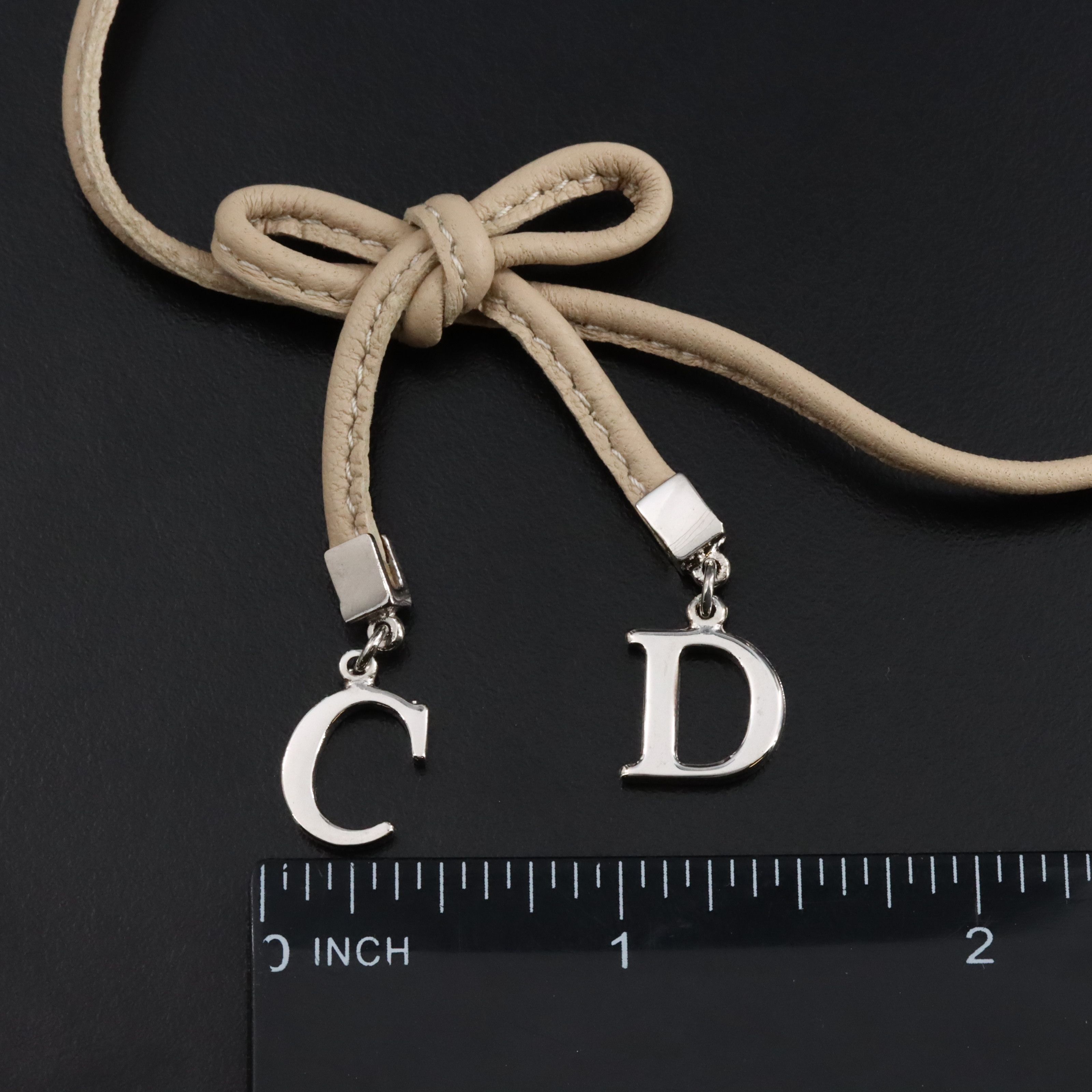Christian Dior CD Leather Bow Choker Necklace