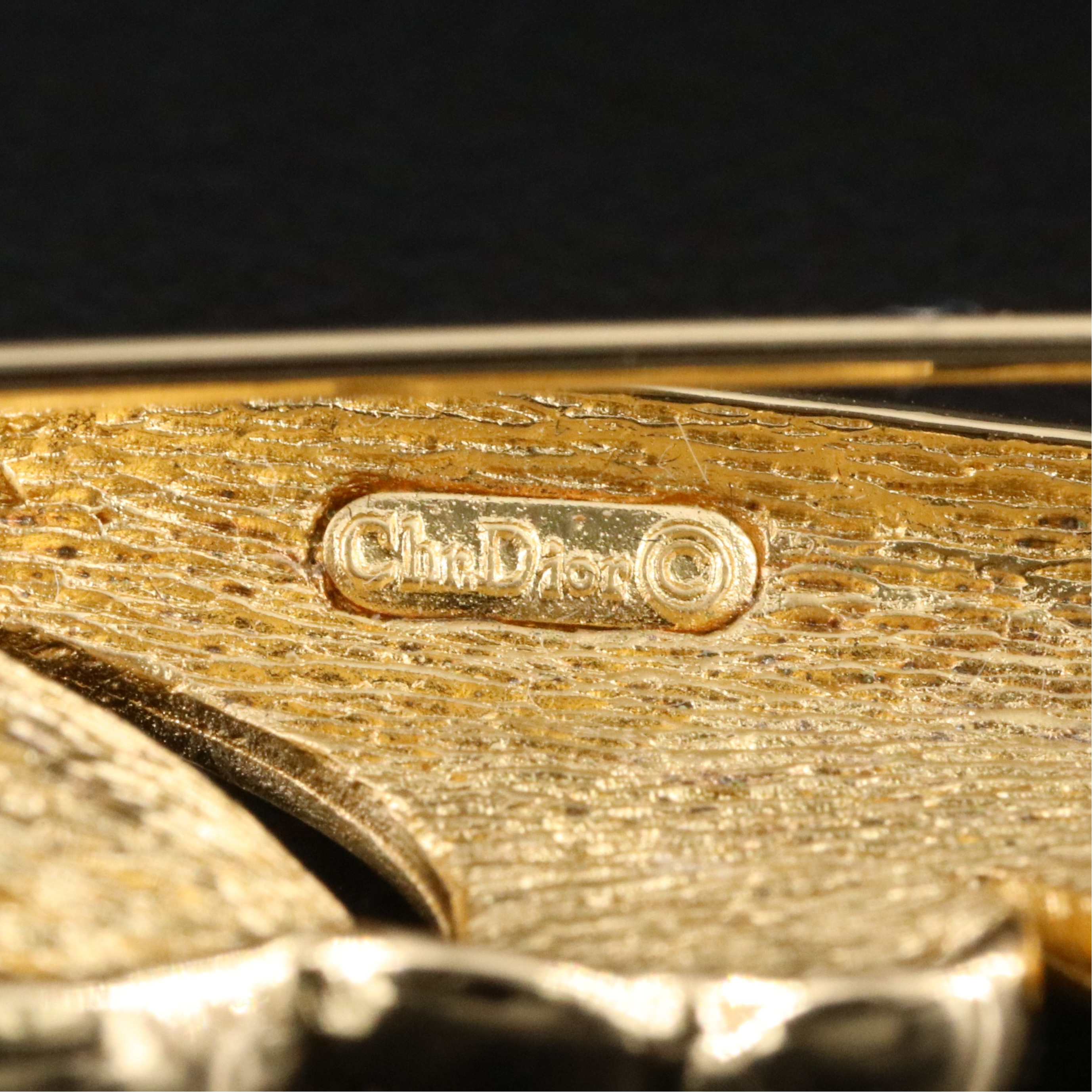 Christian Dior Green and White Crystal Brooch