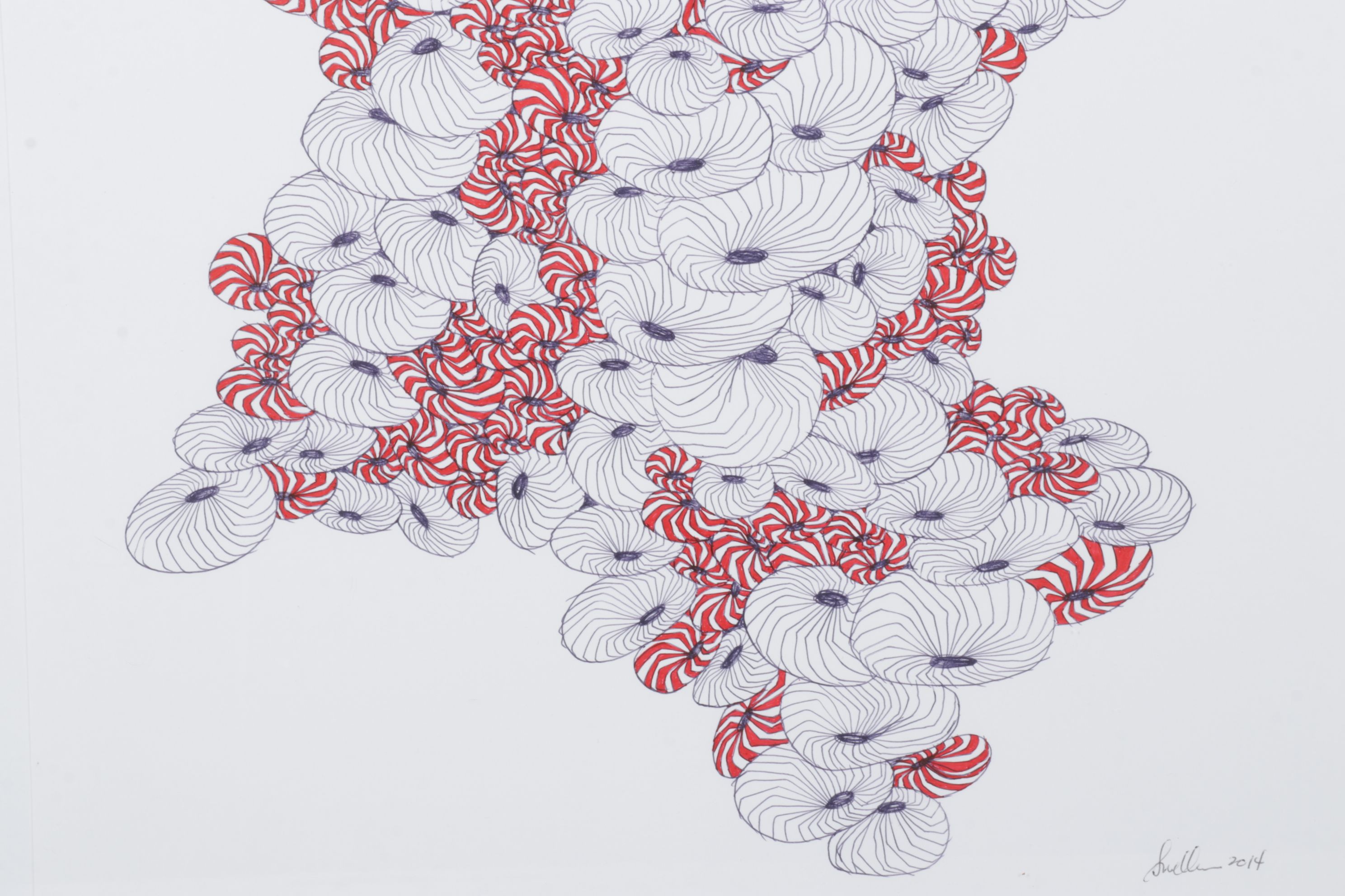 Zentangle Style Ink Drawing of Abstract Organic Structure, 2014