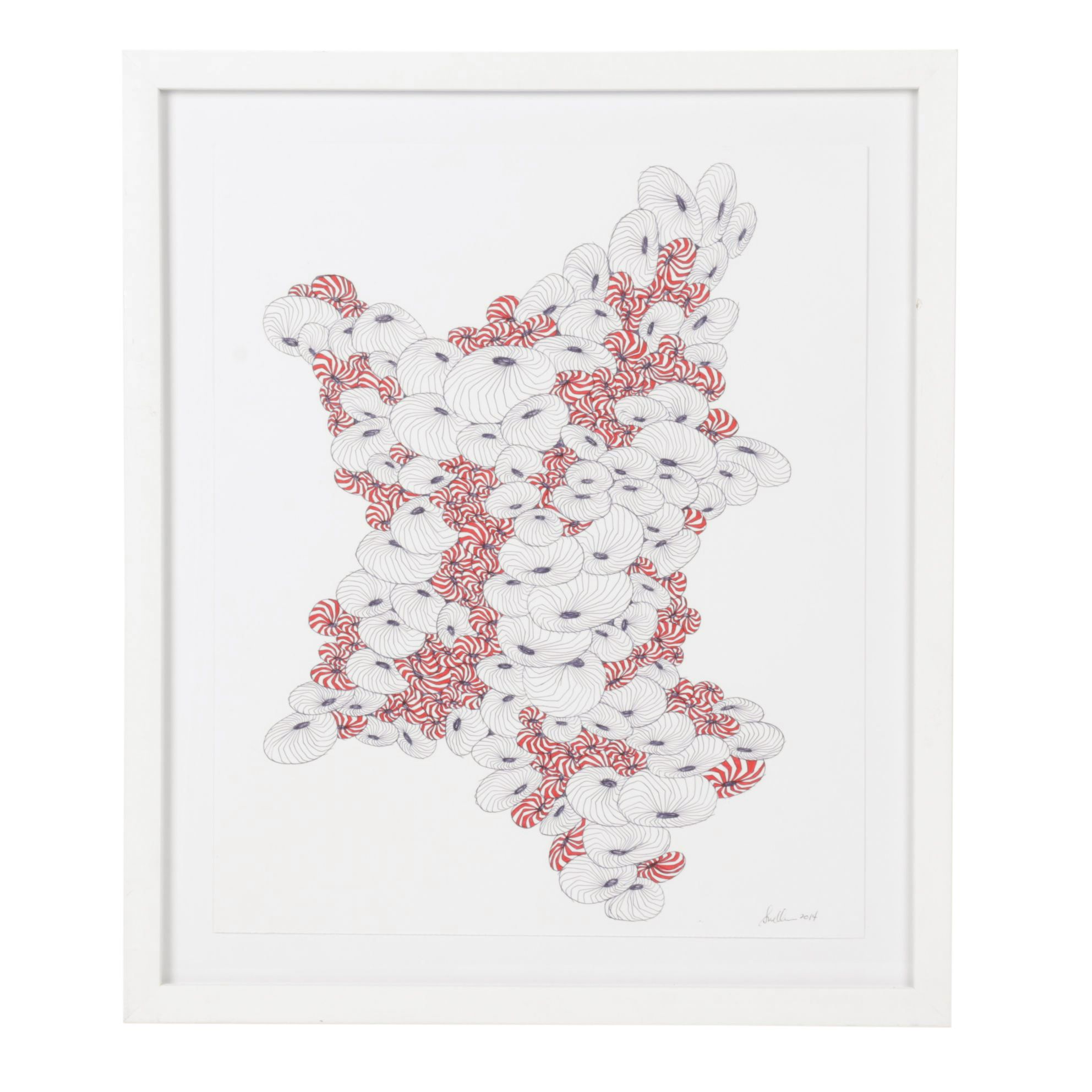 Zentangle Style Ink Drawing of Abstract Organic Structure, 2014