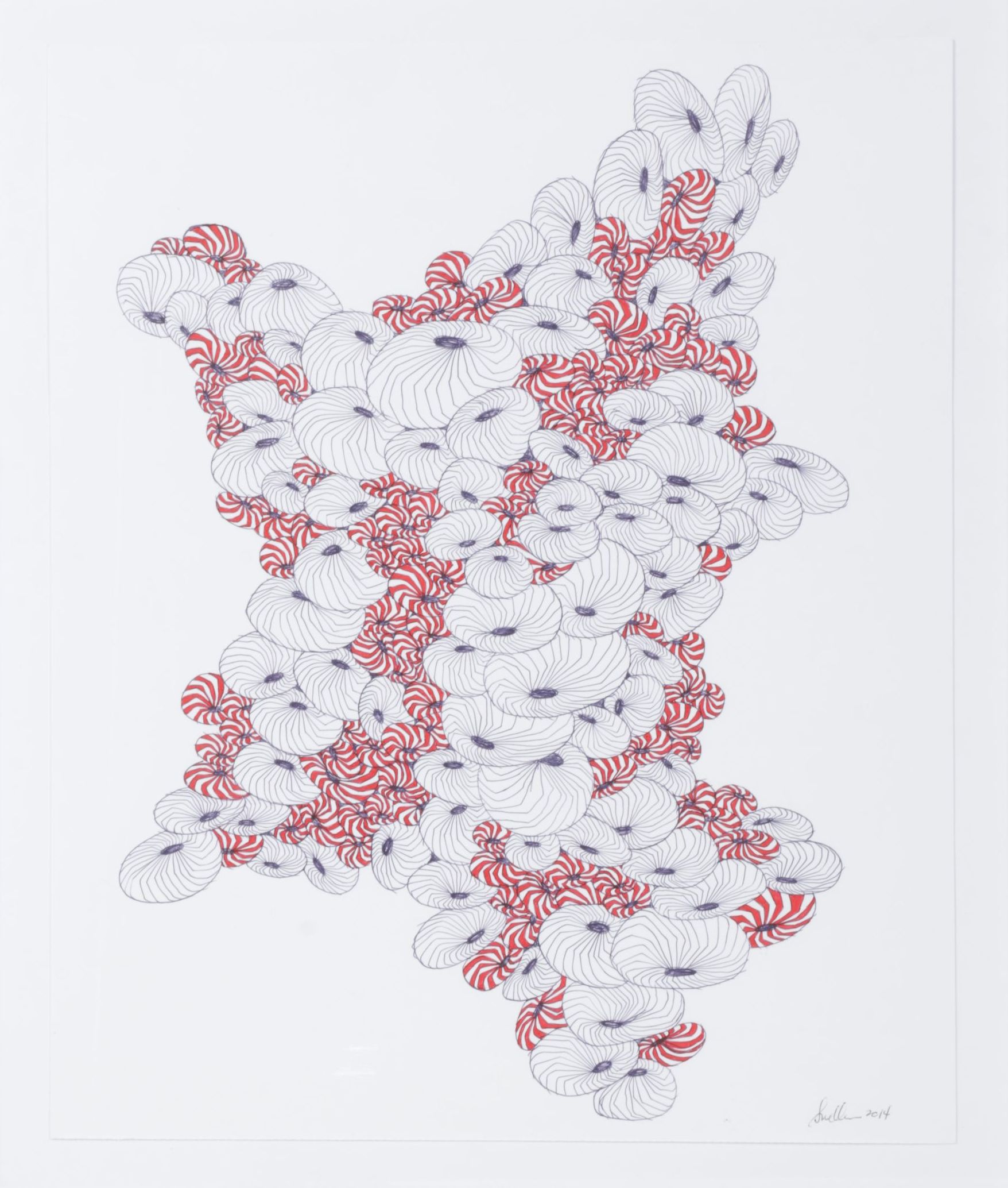 Zentangle Style Ink Drawing of Abstract Organic Structure, 2014