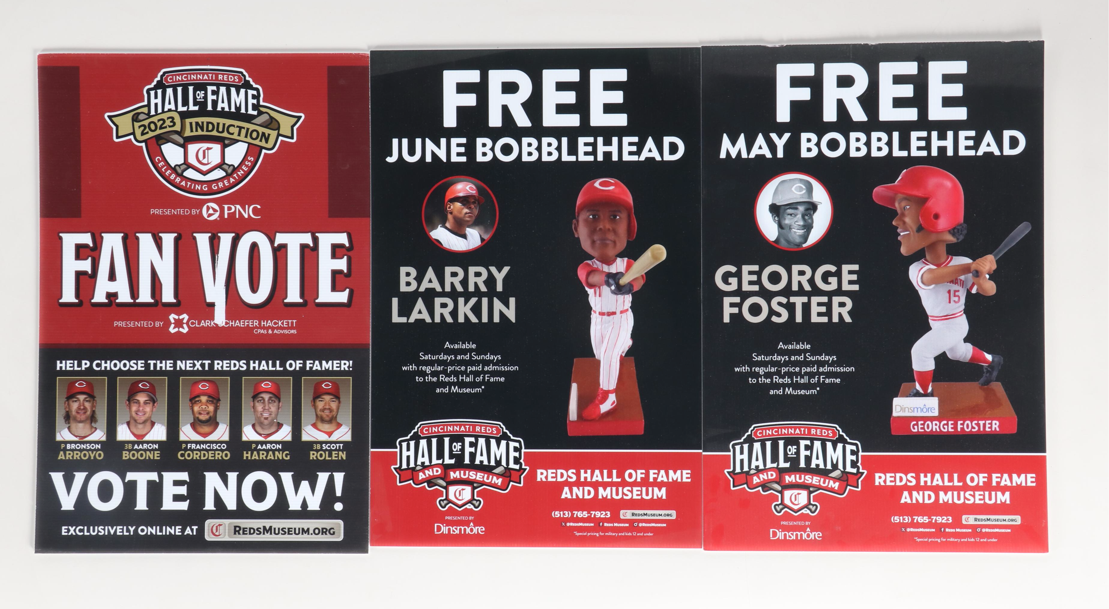 Cincinnati Reds Hall of Fame Signs Featuring Johnny Bench and More