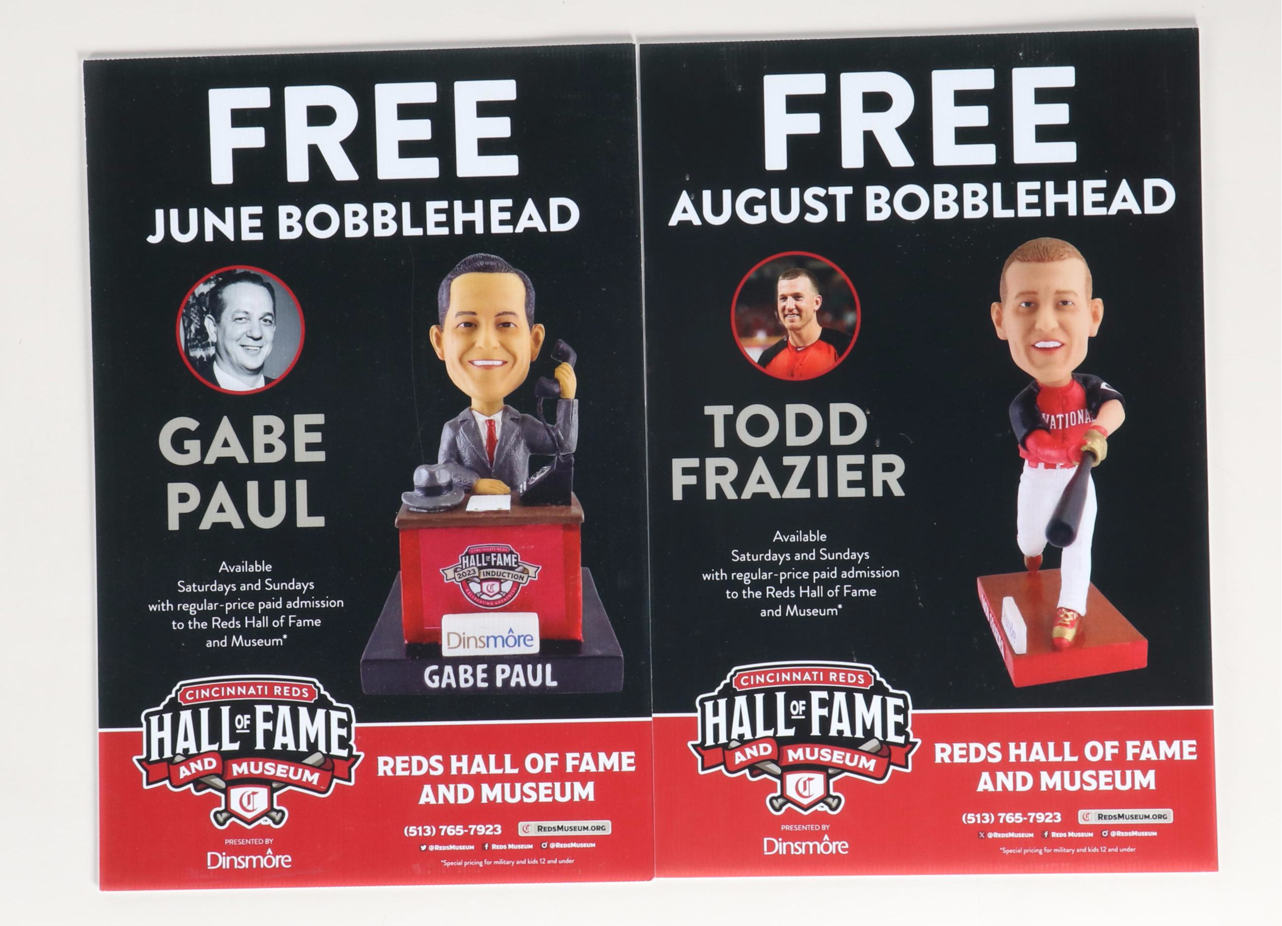 Cincinnati Reds Hall of Fame Signs Featuring Johnny Bench and More