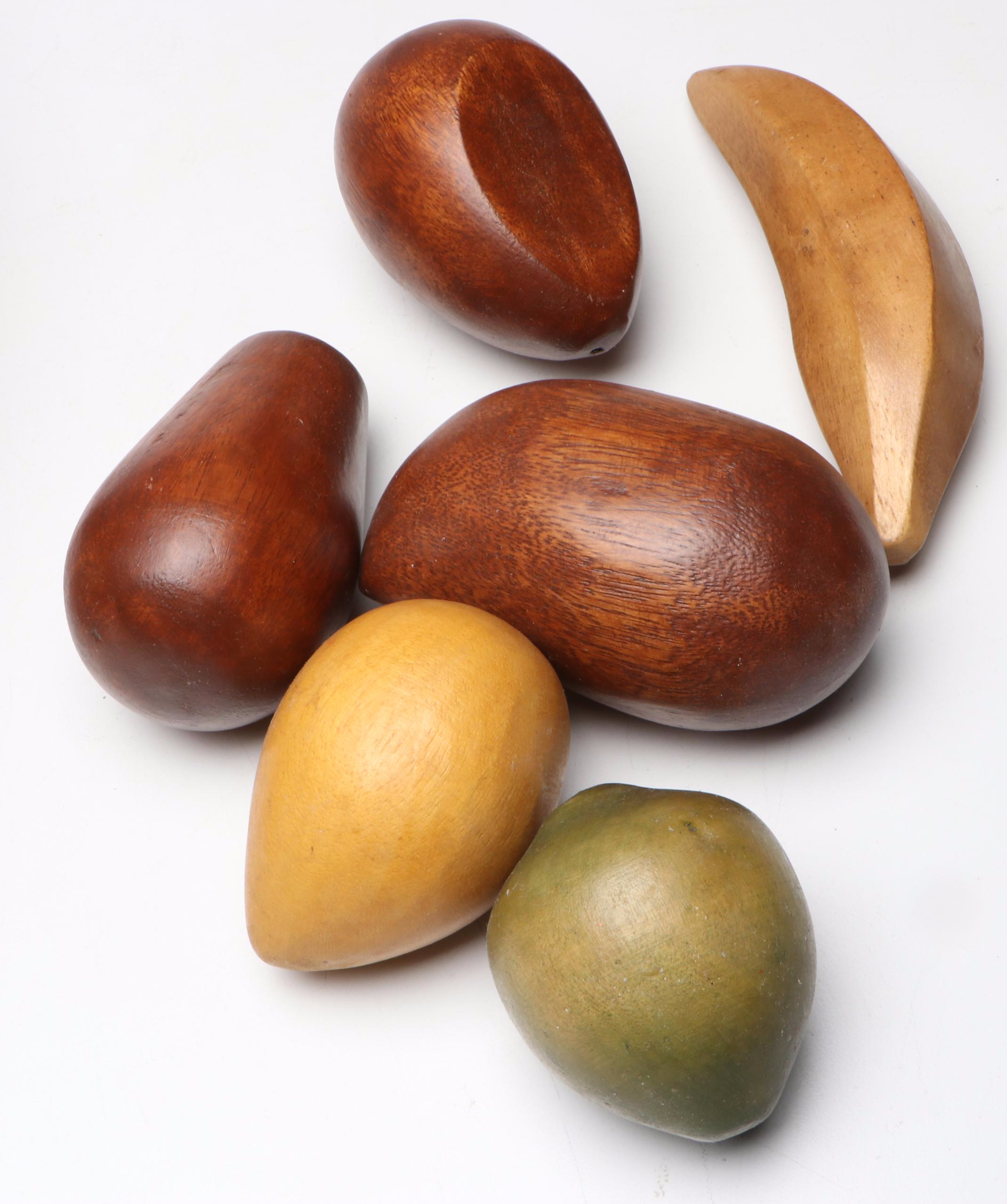 Mid Century Modern Turned Wood Bowls and Fruit