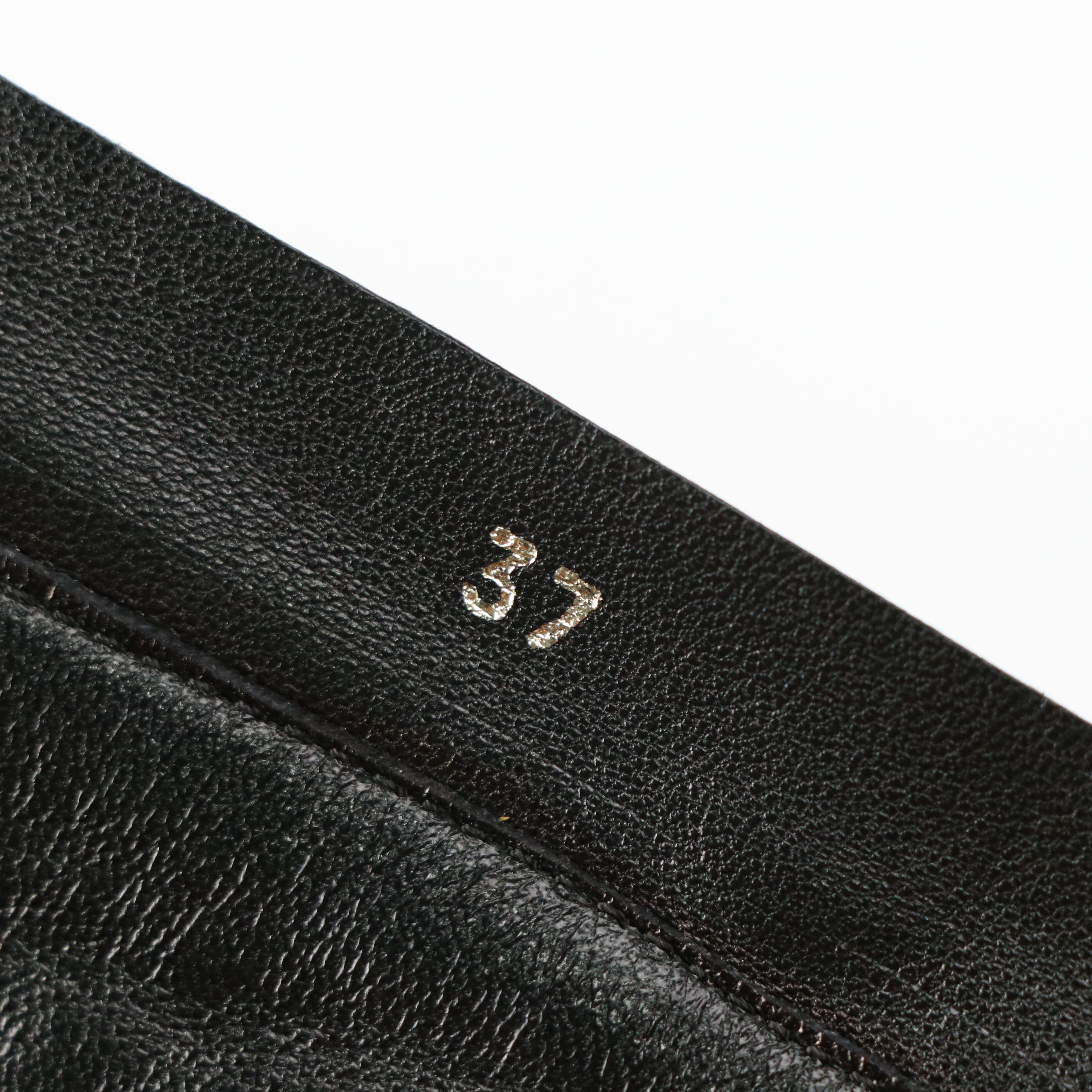 Prada Black Gaufre Lambskin Leather Knee-High Boots with Buckle Strap Detail