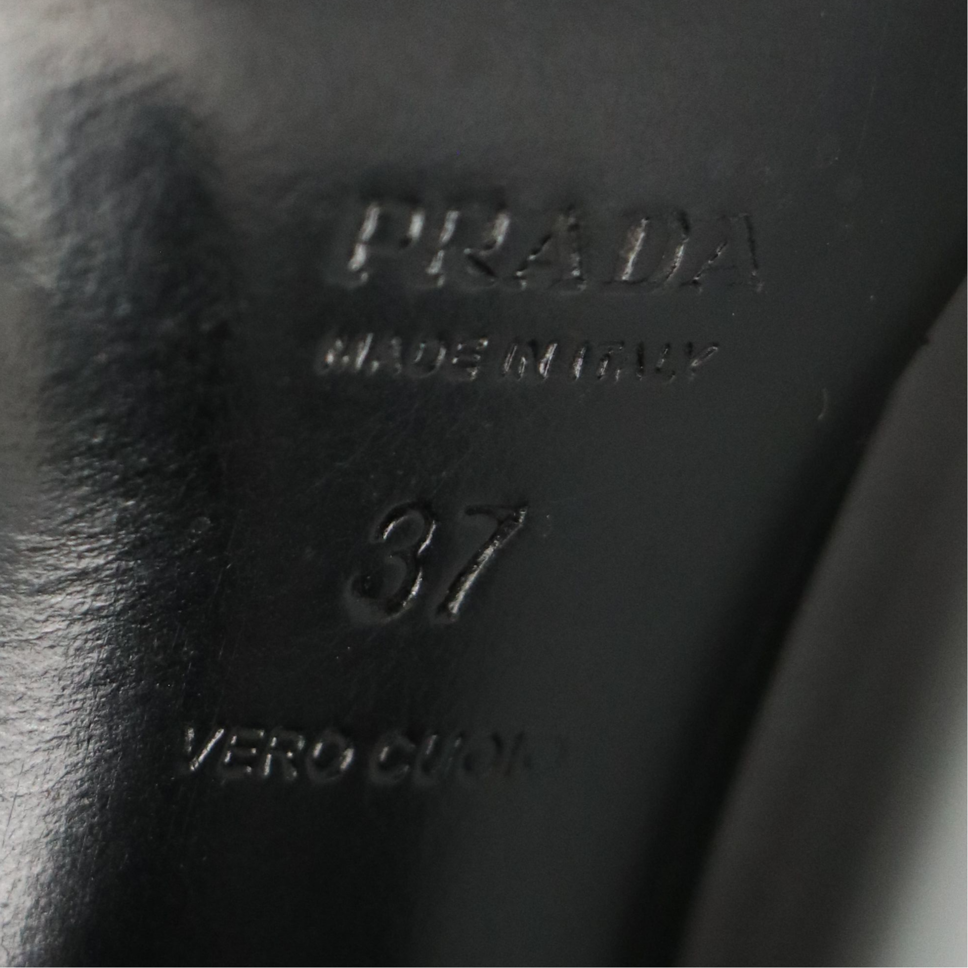 Prada Black Gaufre Lambskin Leather Knee-High Boots with Buckle Strap Detail