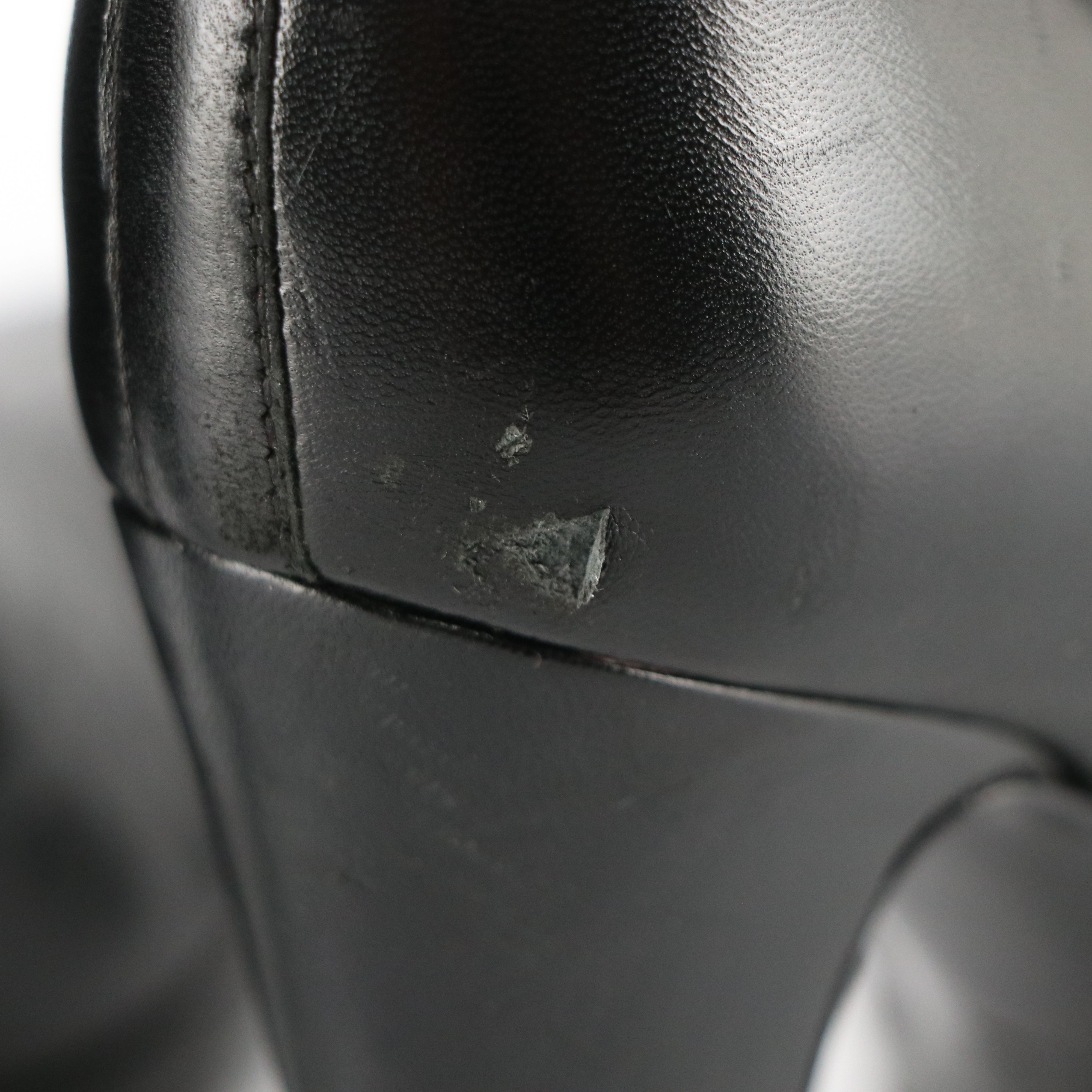 Prada Black Gaufre Lambskin Leather Knee-High Boots with Buckle Strap Detail