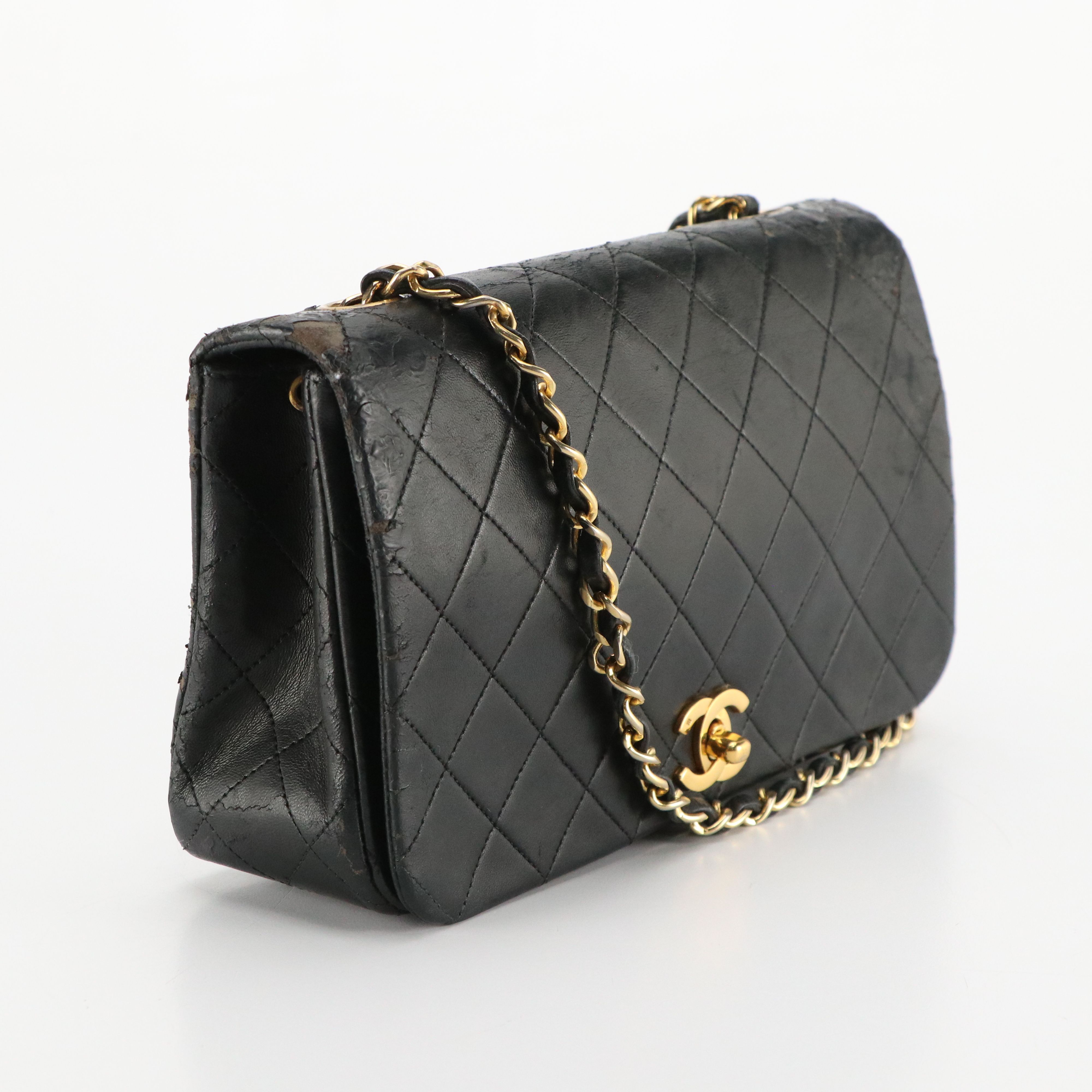 Chanel Black Matelassé Lambskin Leather Single Flap Bag