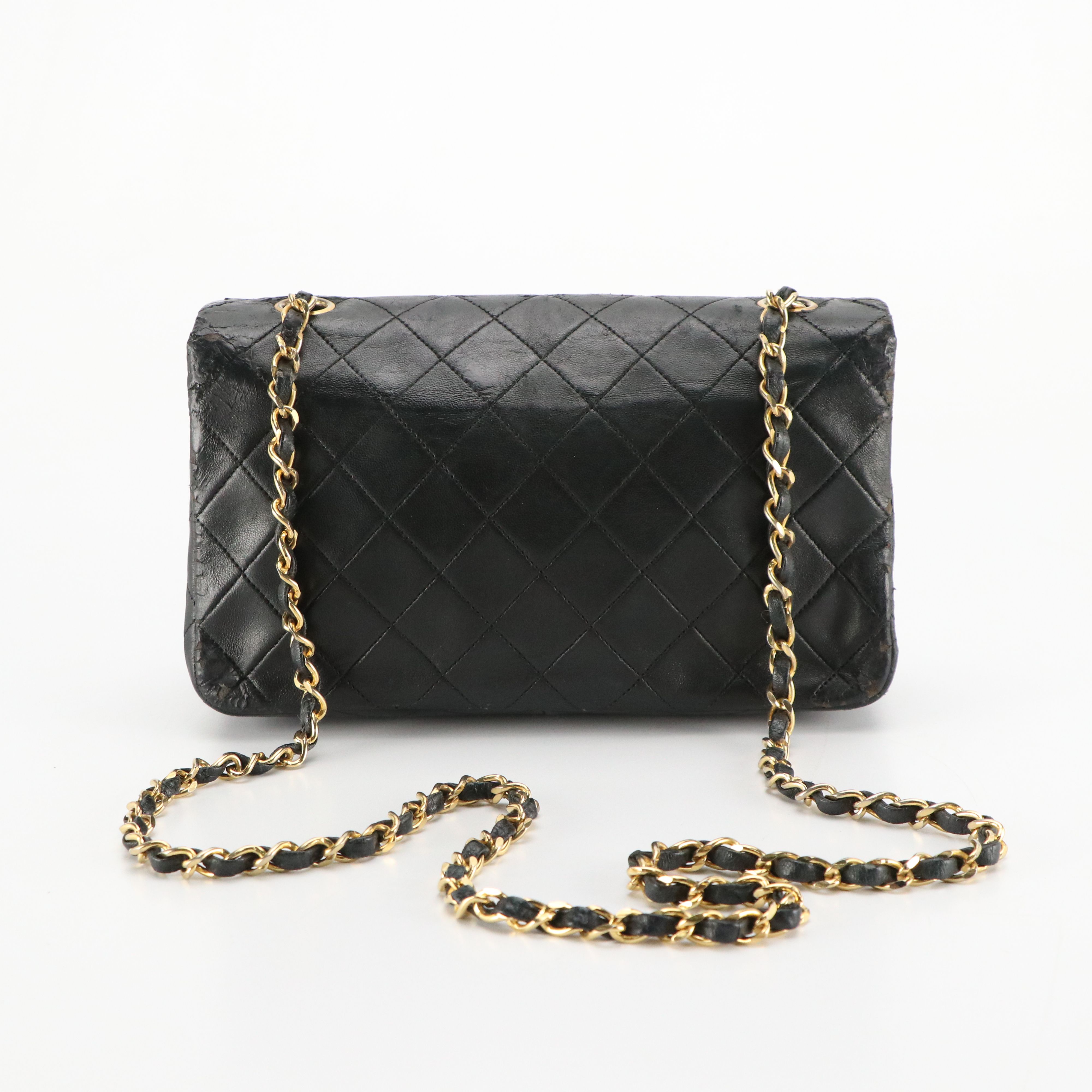Chanel Black Matelassé Lambskin Leather Single Flap Bag
