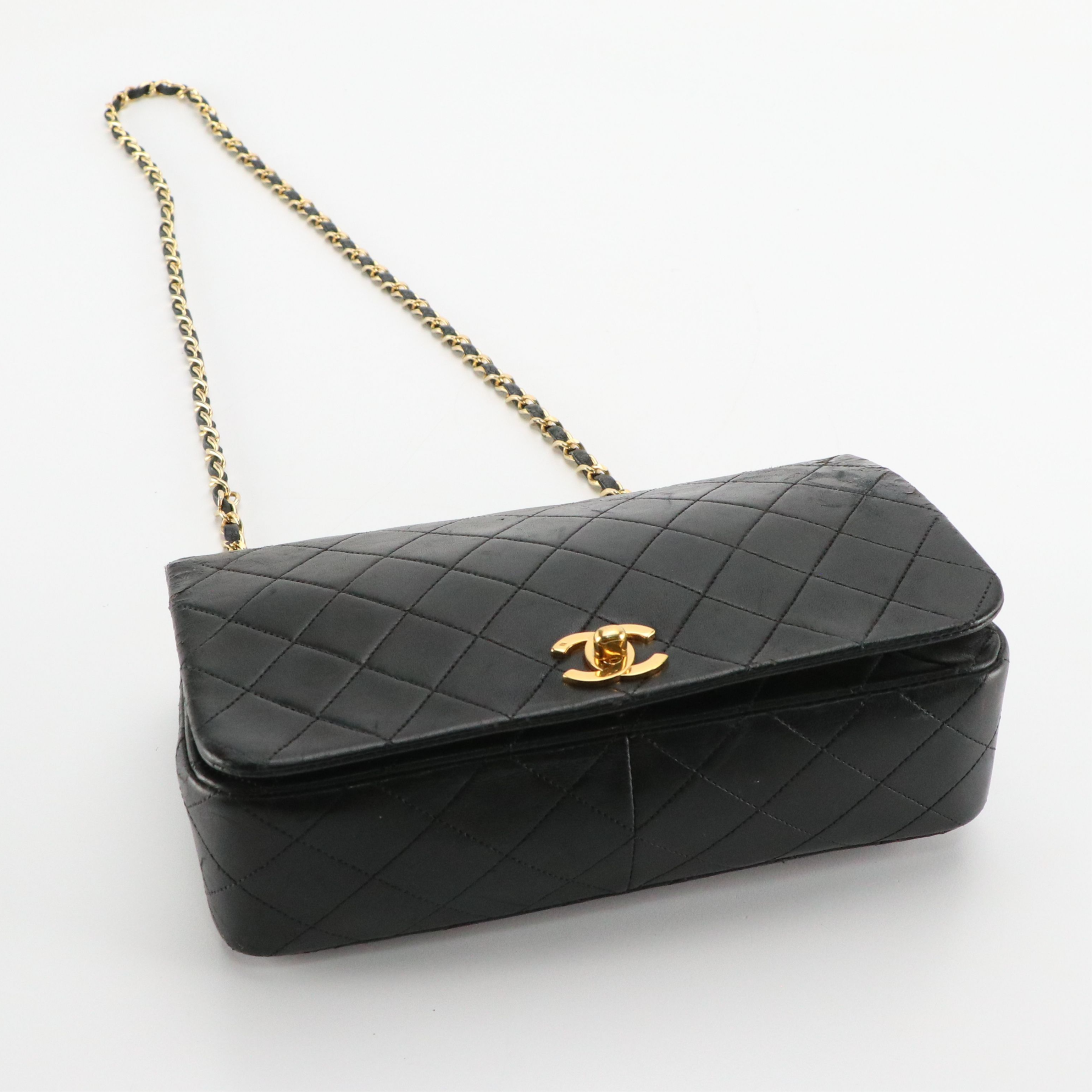 Chanel Black Matelassé Lambskin Leather Single Flap Bag