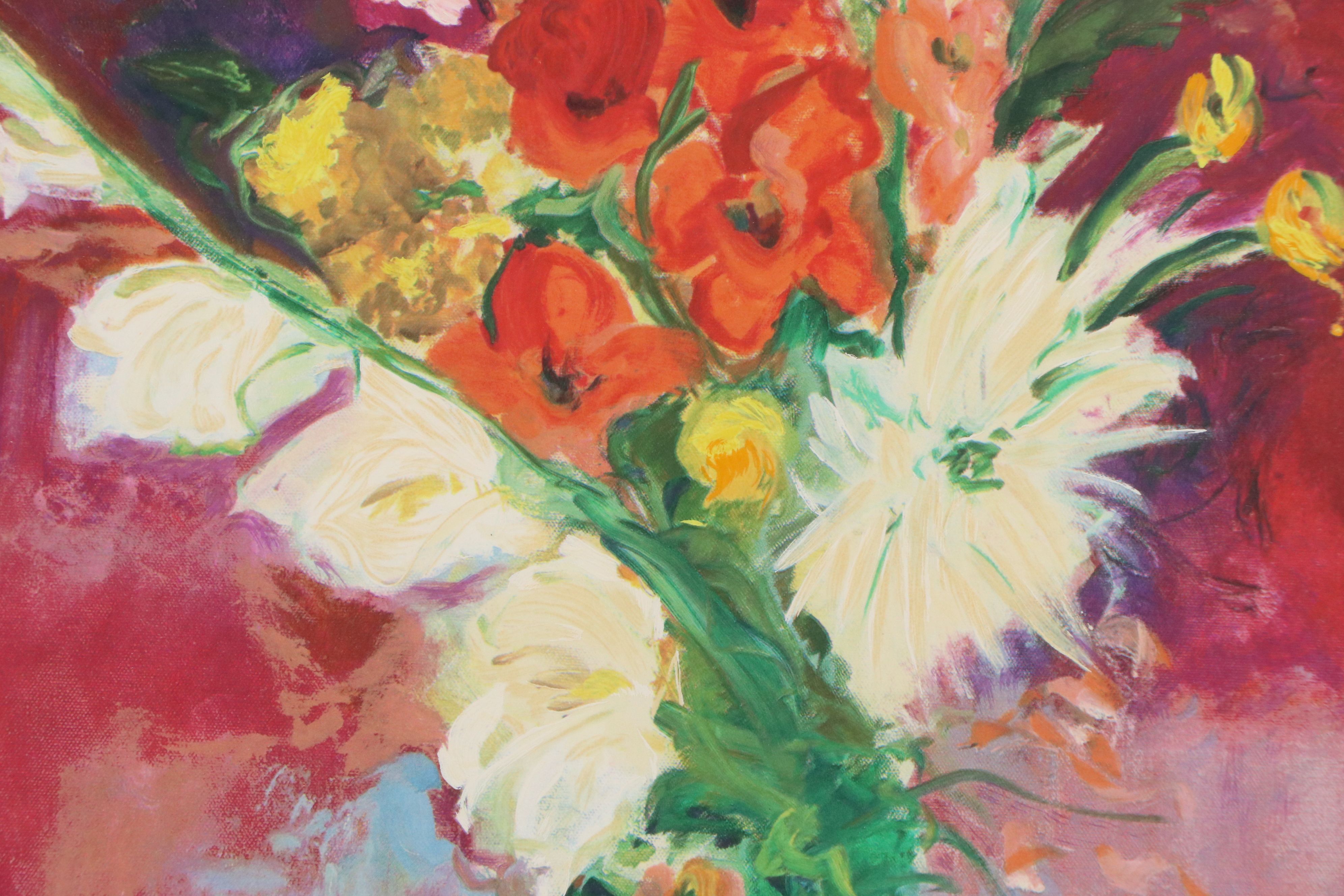 G. Lindsey Floral Still Life Digital Print with Screenprinted Accents