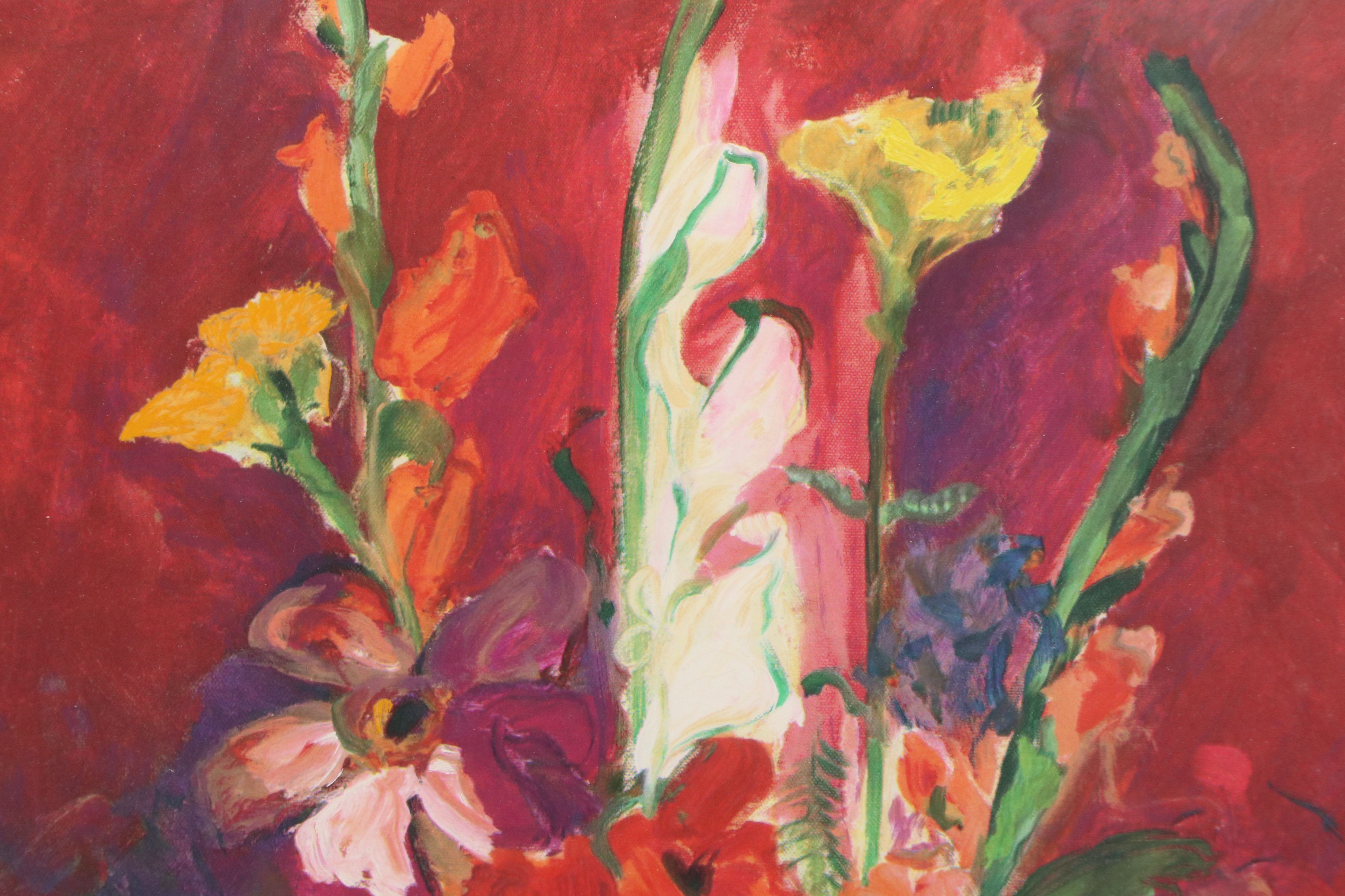 G. Lindsey Floral Still Life Digital Print with Screenprinted Accents