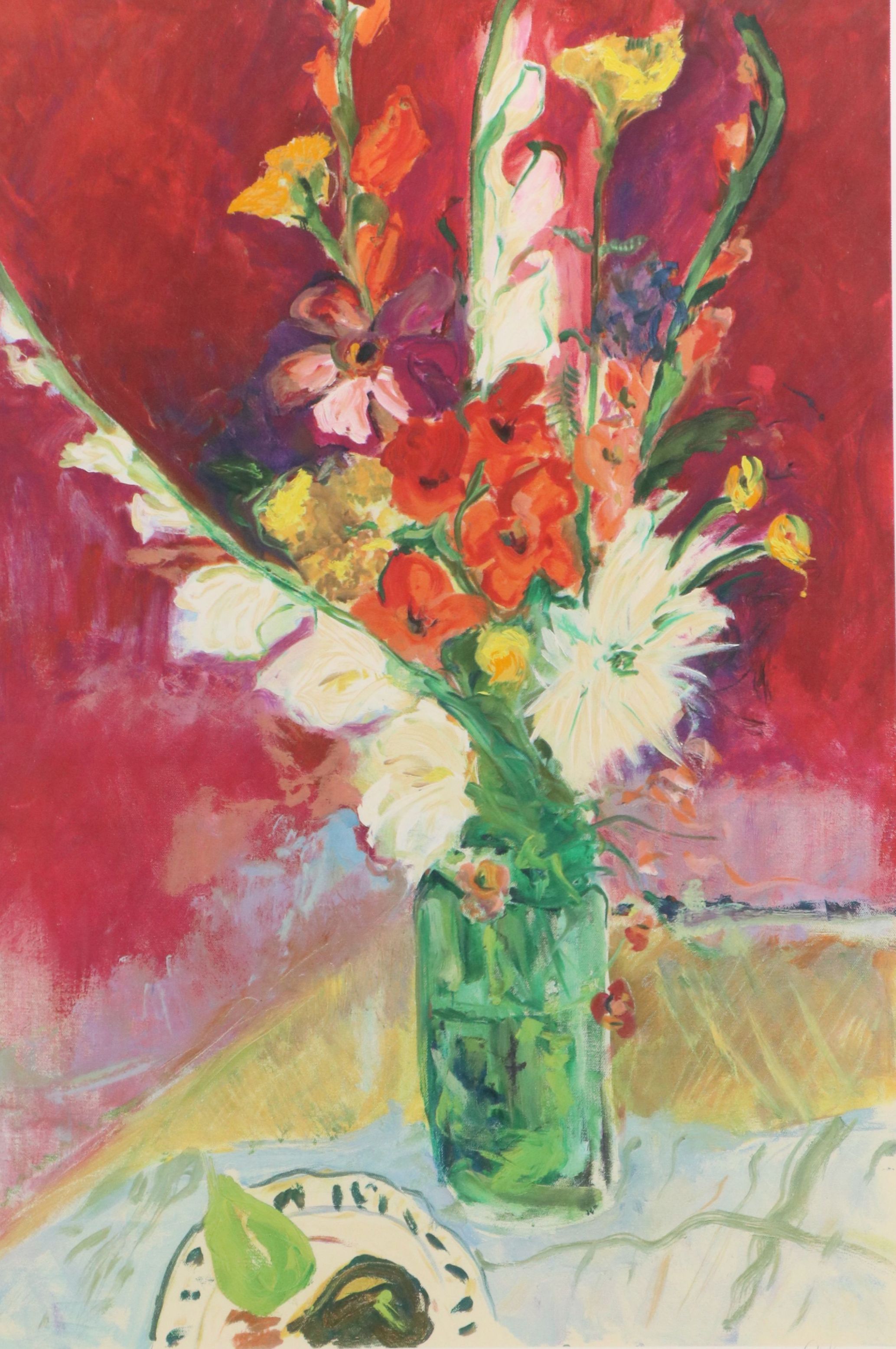 G. Lindsey Floral Still Life Digital Print with Screenprinted Accents