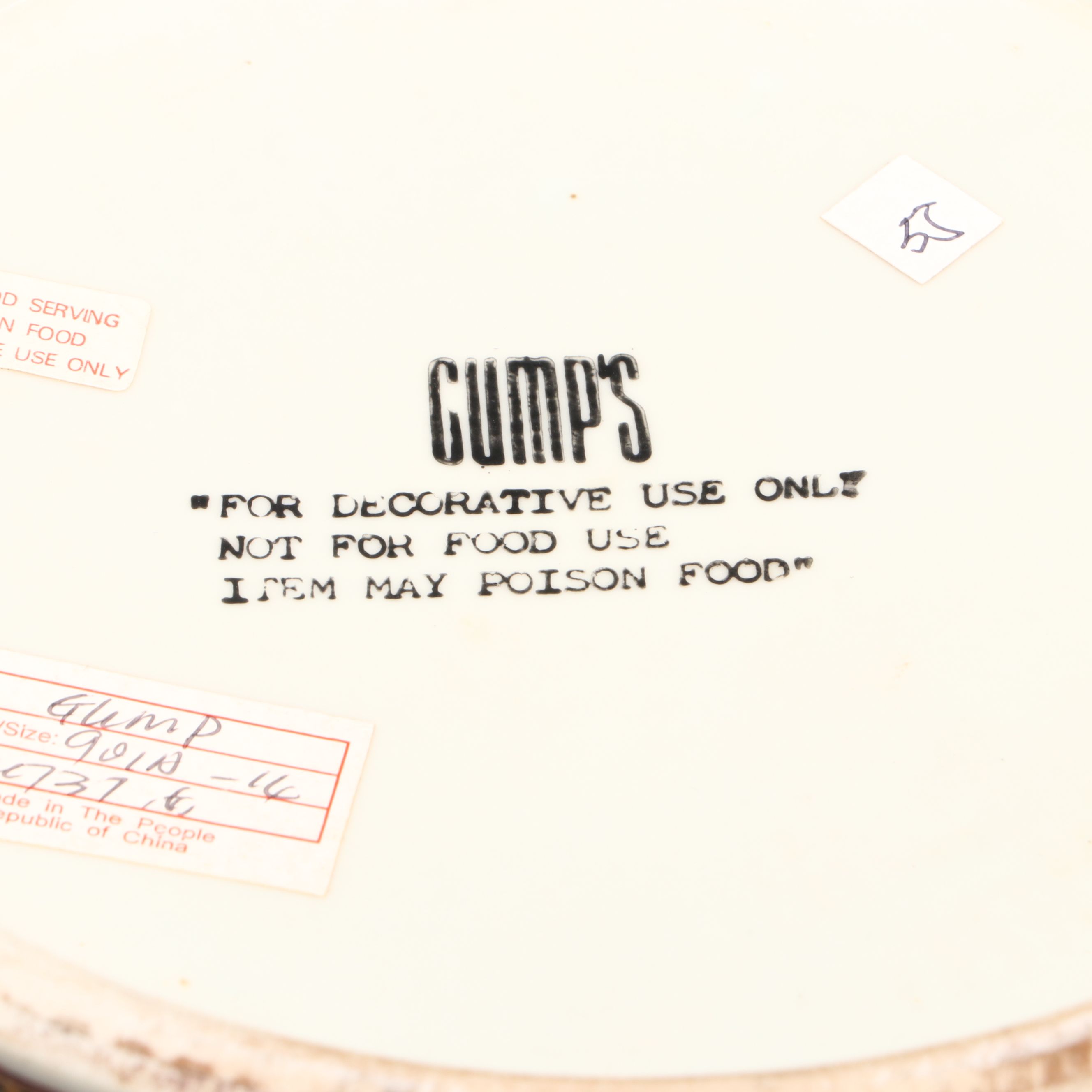 Chinese Rose Medallion Porcelain Decorative Bowl on Wood Base