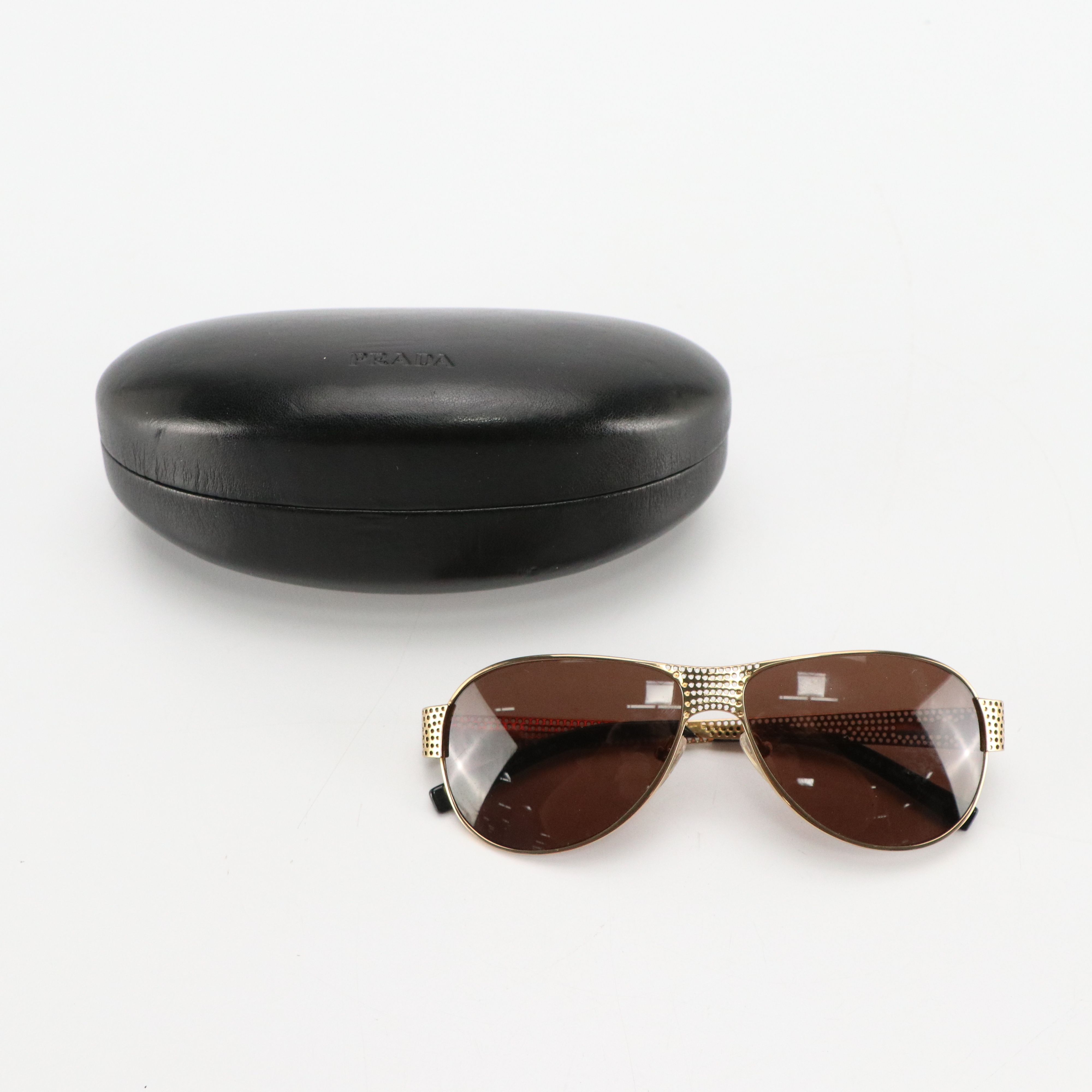 Prada SPR 53I 5AK-8C1 Perforated Metal Sunglasses in Case