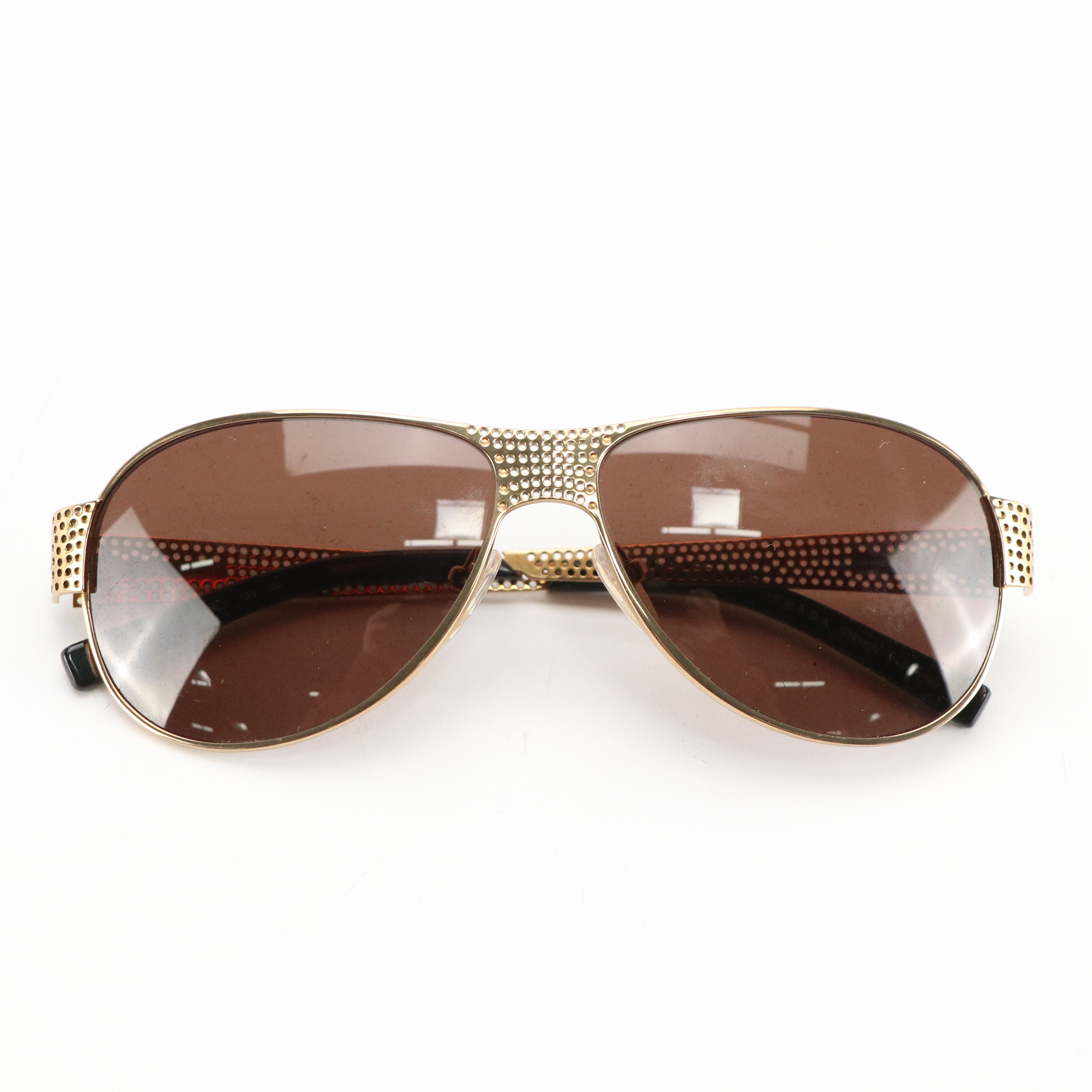 Prada SPR 53I 5AK-8C1 Perforated Metal Sunglasses in Case