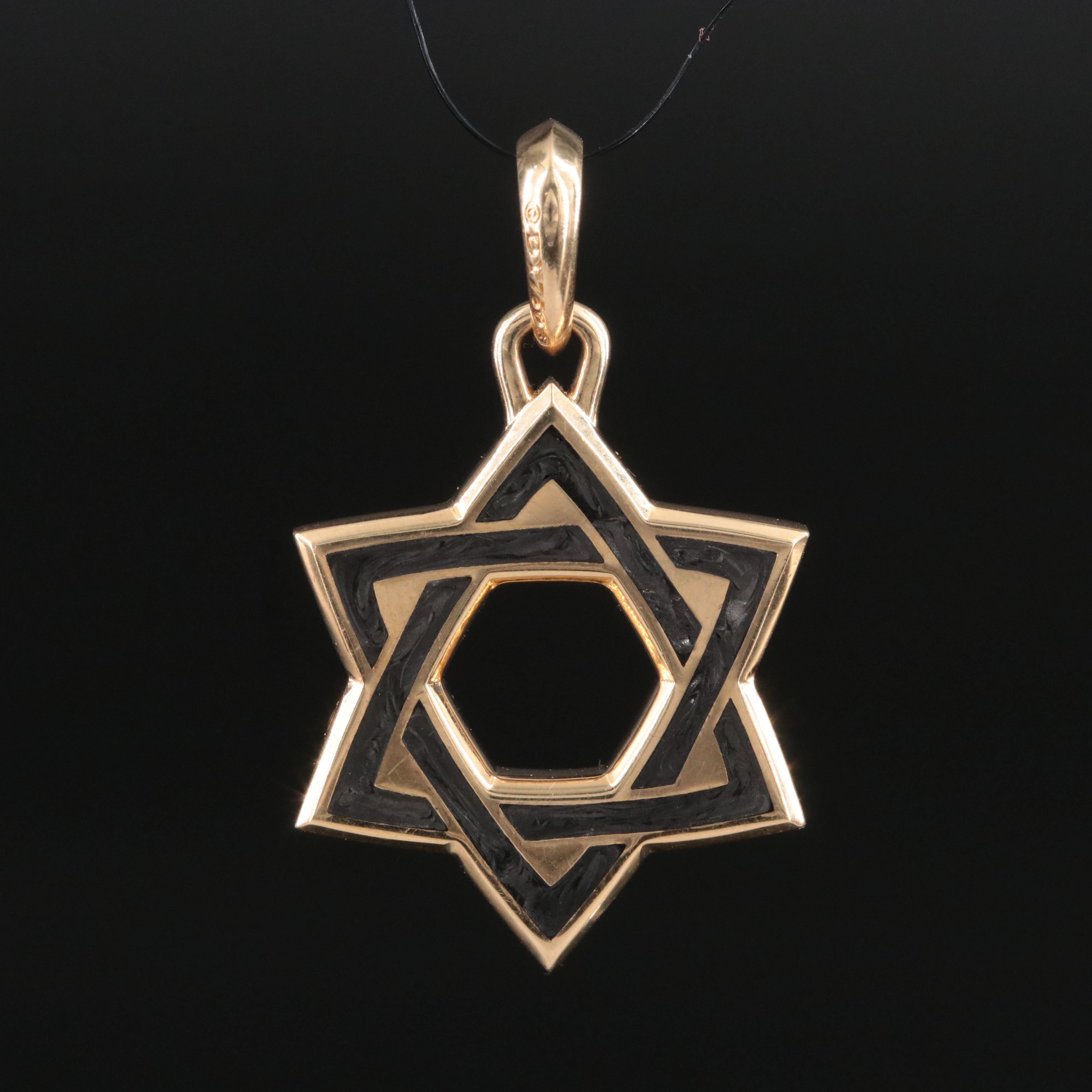 David Yurman 18K Forged Carbon Star of David Amulet