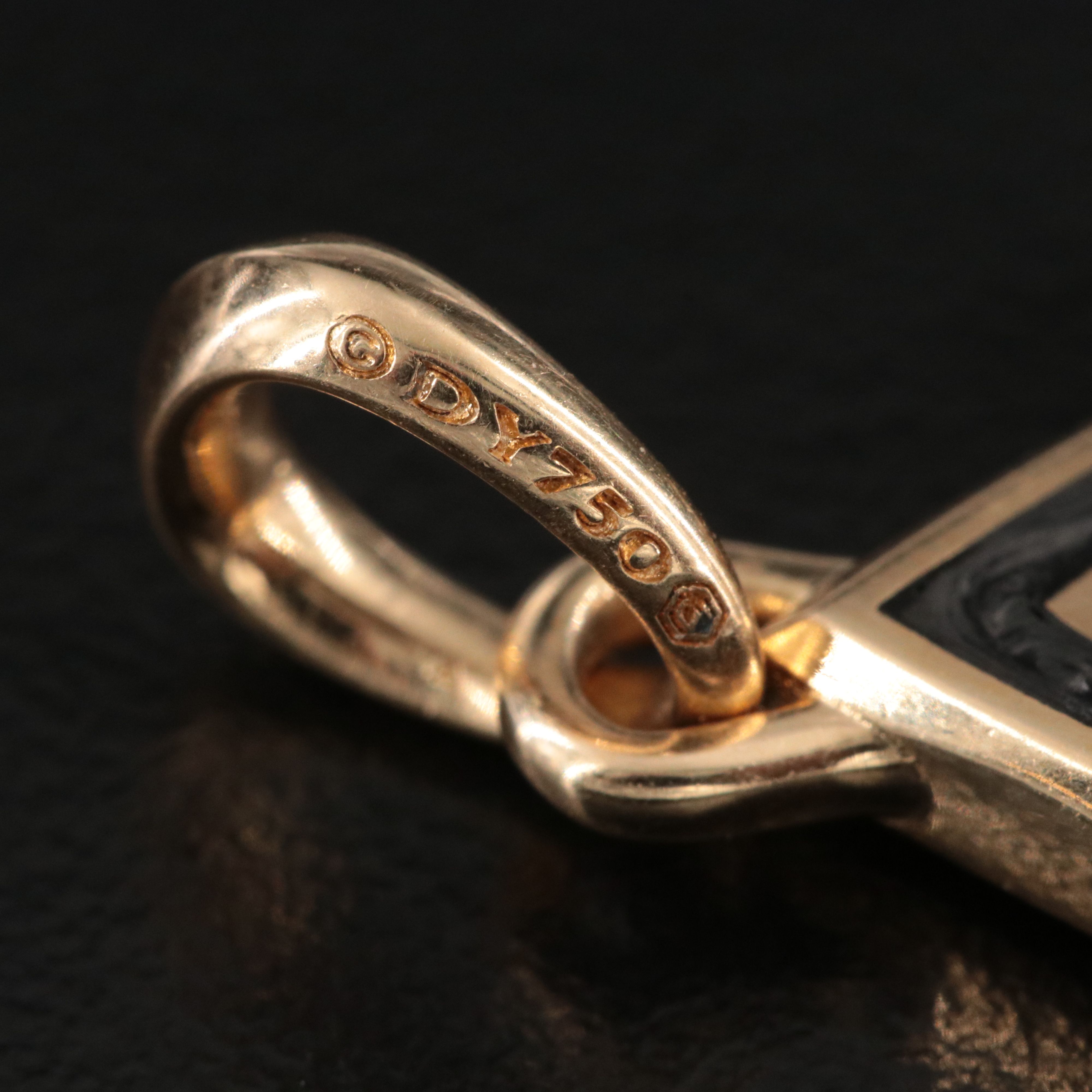 David Yurman 18K Forged Carbon Star of David Amulet