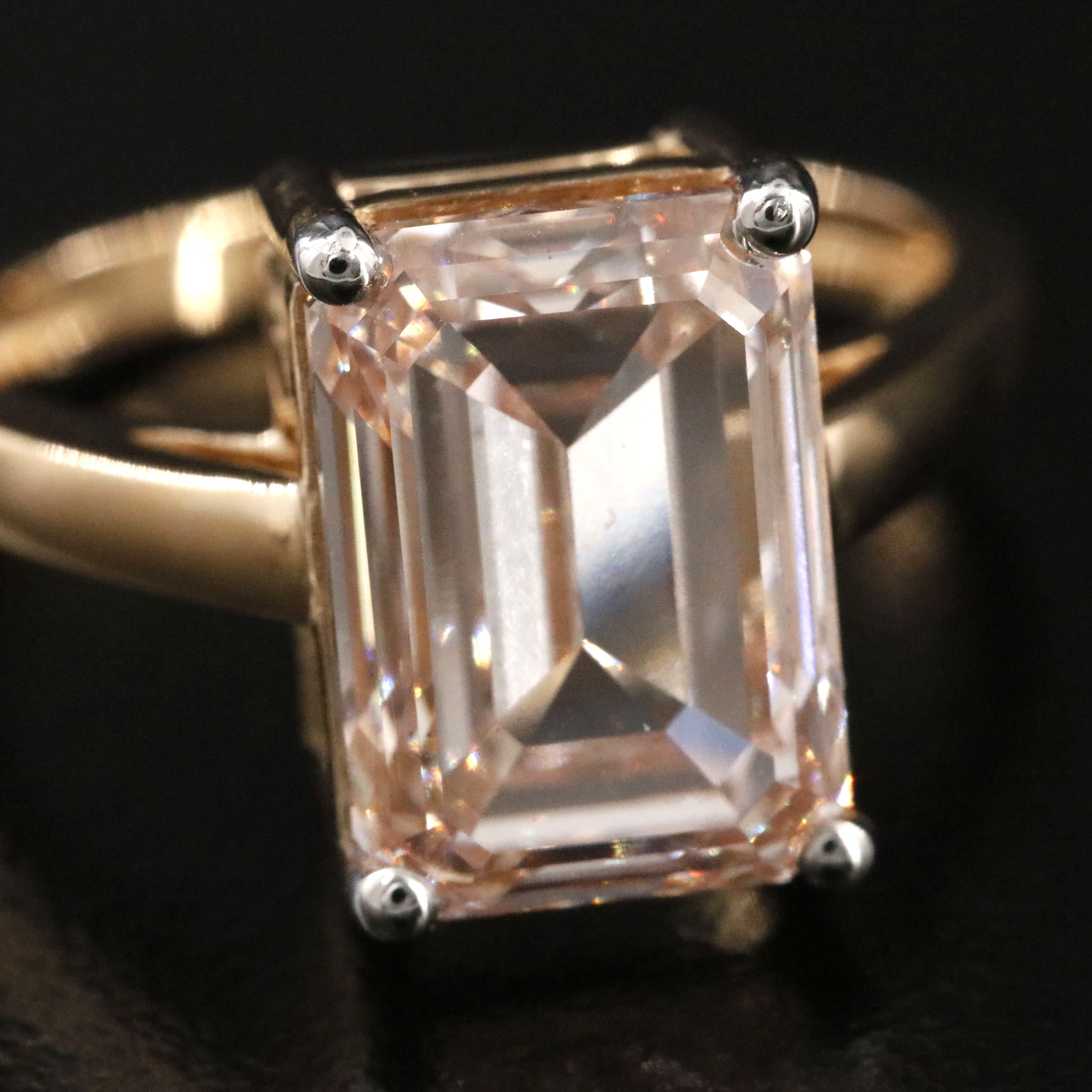 18K 5.08 CT Lab Grown Fancy Pink Diamond Solitaire Ring with IGI Report