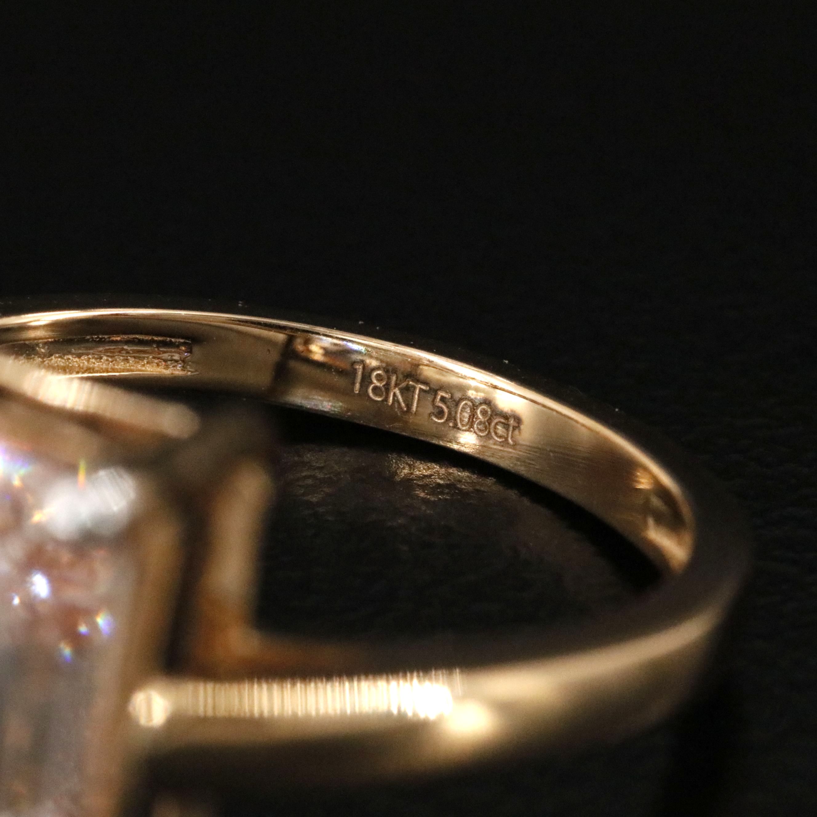 18K 5.08 CT Lab Grown Fancy Pink Diamond Solitaire Ring with IGI Report