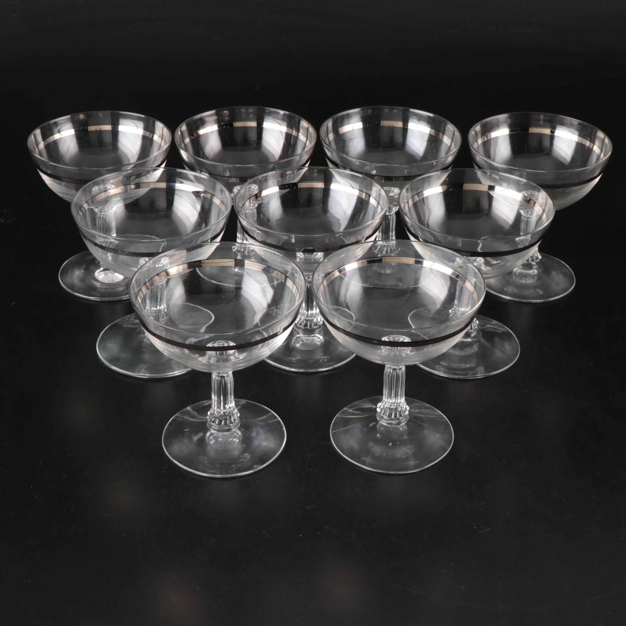 Fostoria "Reflection" Platinum Banded Low Sherbet Glasses, 1952-1971