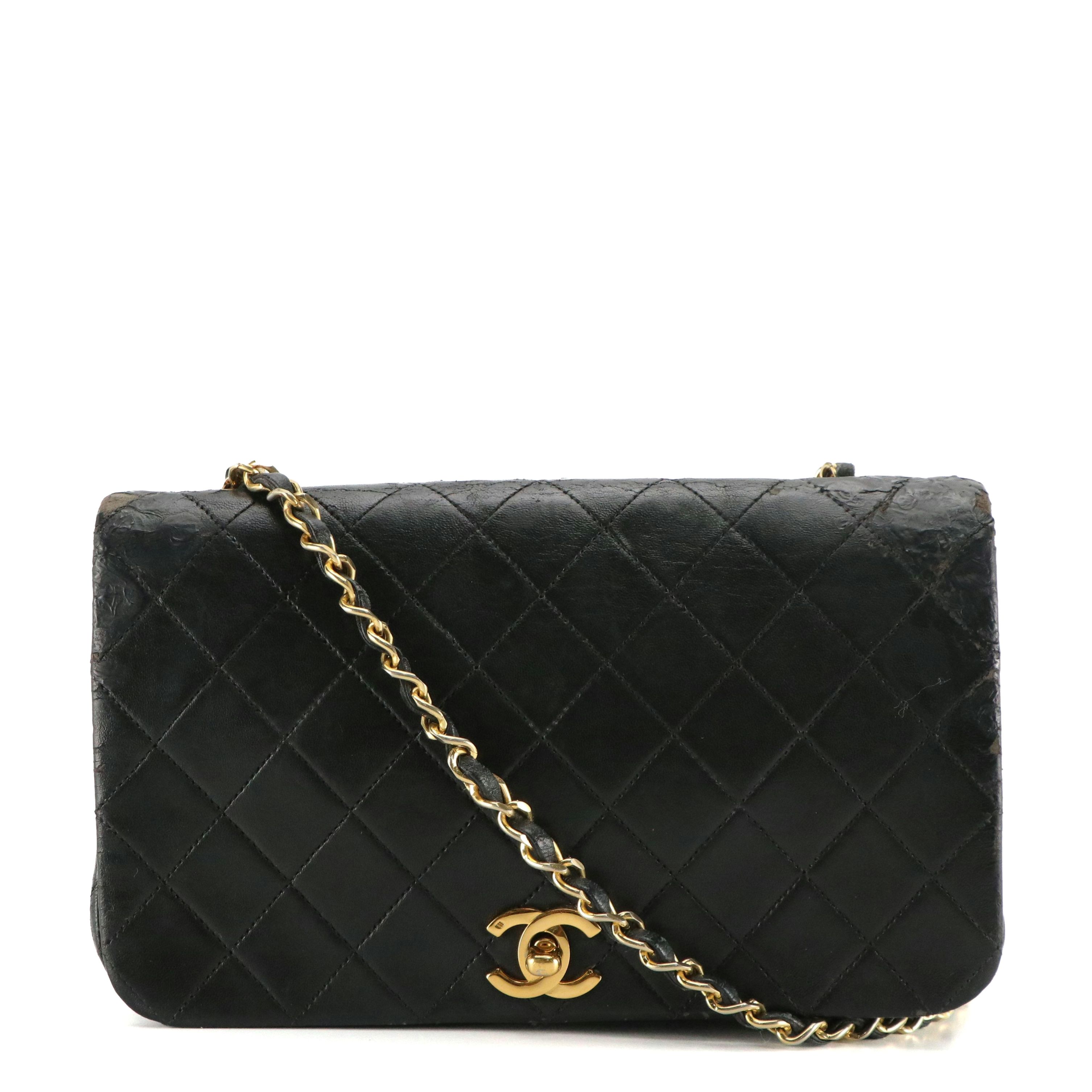 Chanel Black Matelassé Lambskin Leather Single Flap Bag
