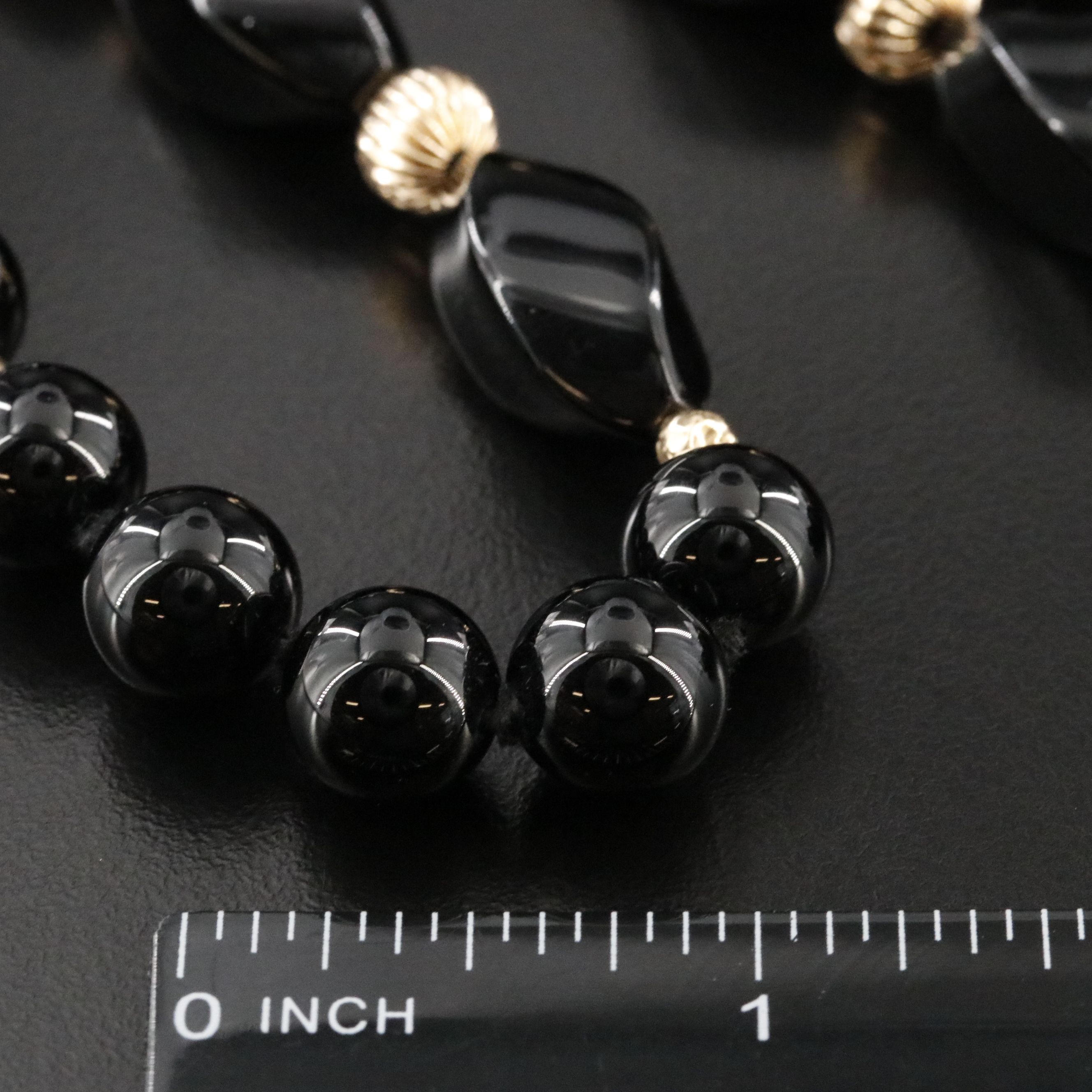 Black Onyx Necklace with 14K Spacer Beads