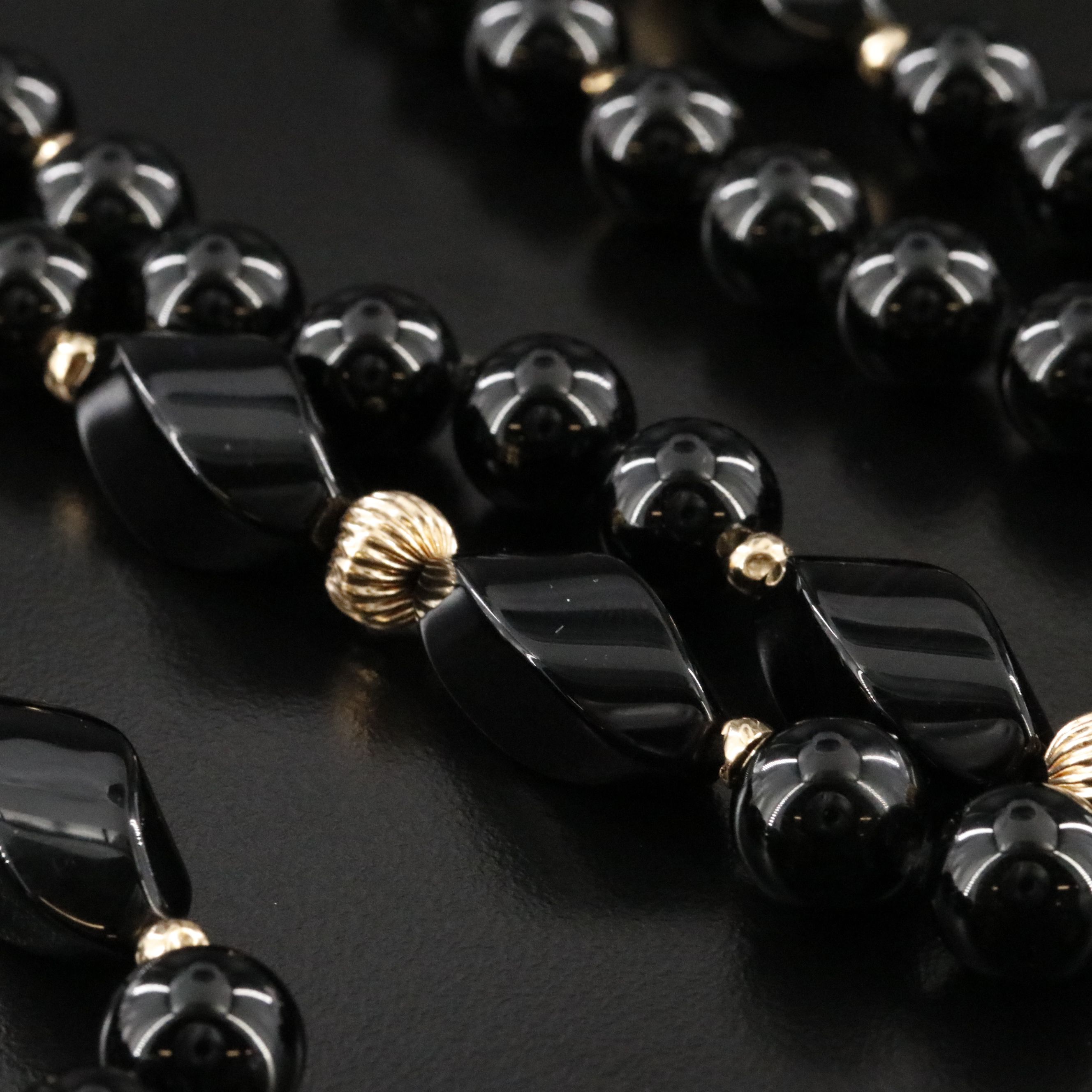 Black Onyx Necklace with 14K Spacer Beads