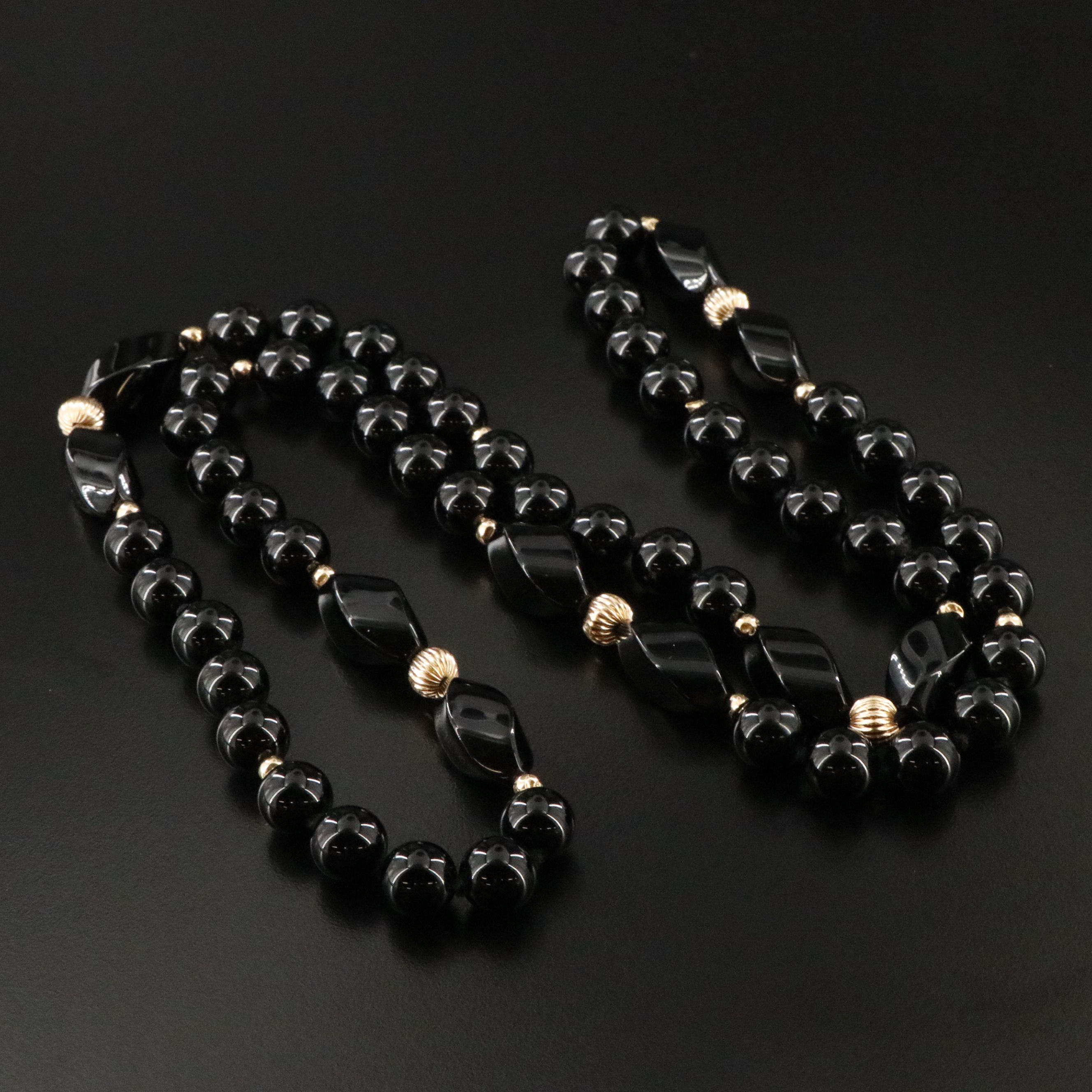 Black Onyx Necklace with 14K Spacer Beads
