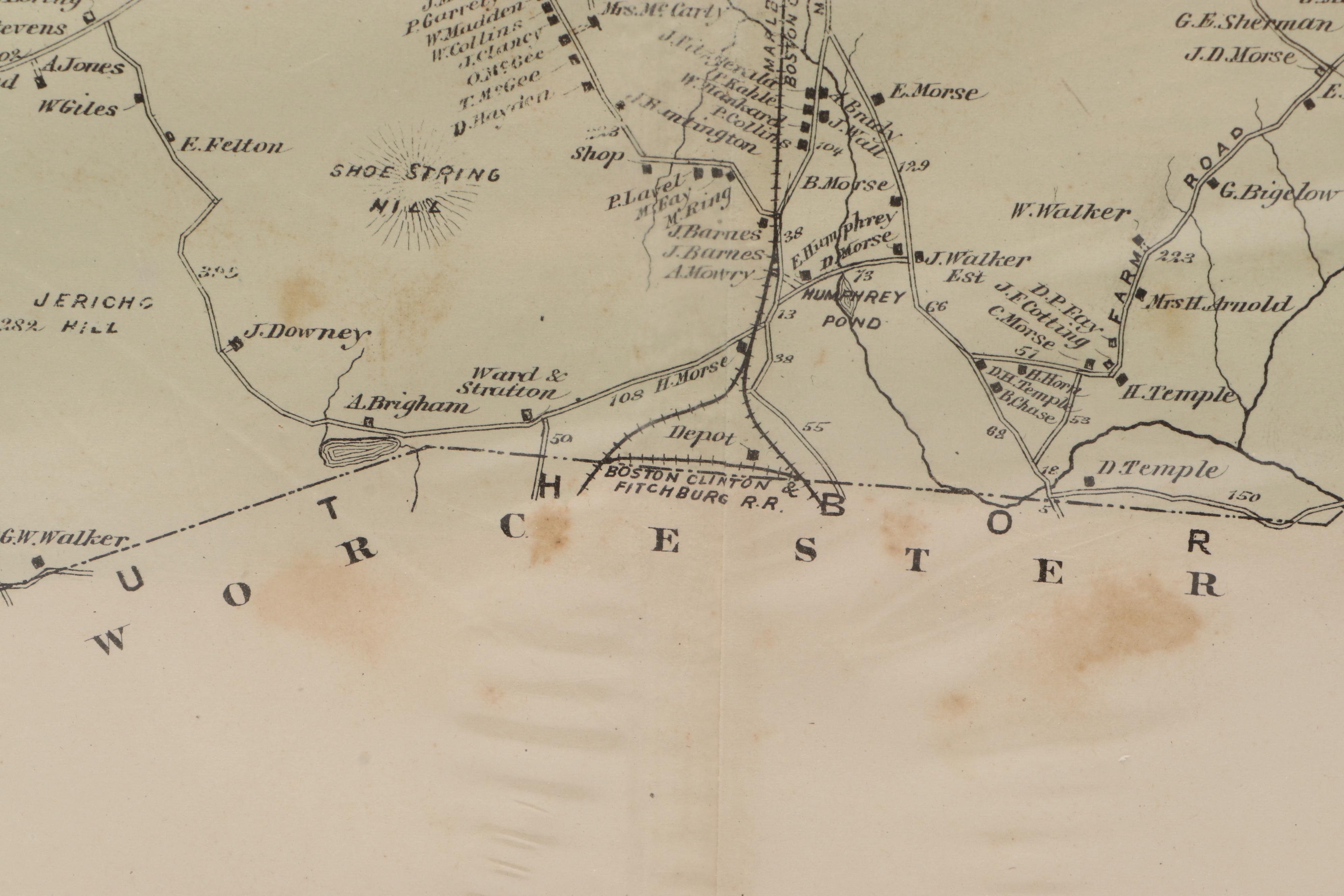 Hand-Colored Engraved Atlas Maps "Marlborough" Massacushetts, 1875