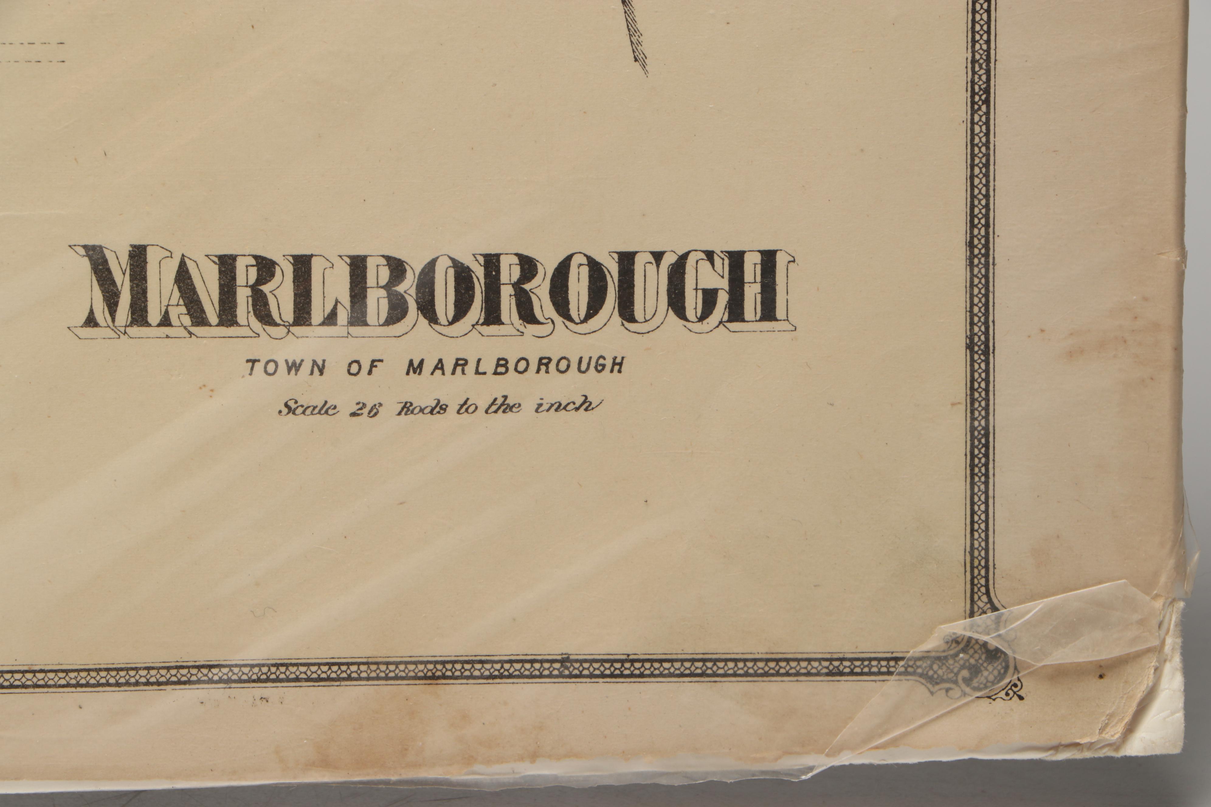 Hand-Colored Engraved Atlas Maps "Marlborough" Massacushetts, 1875