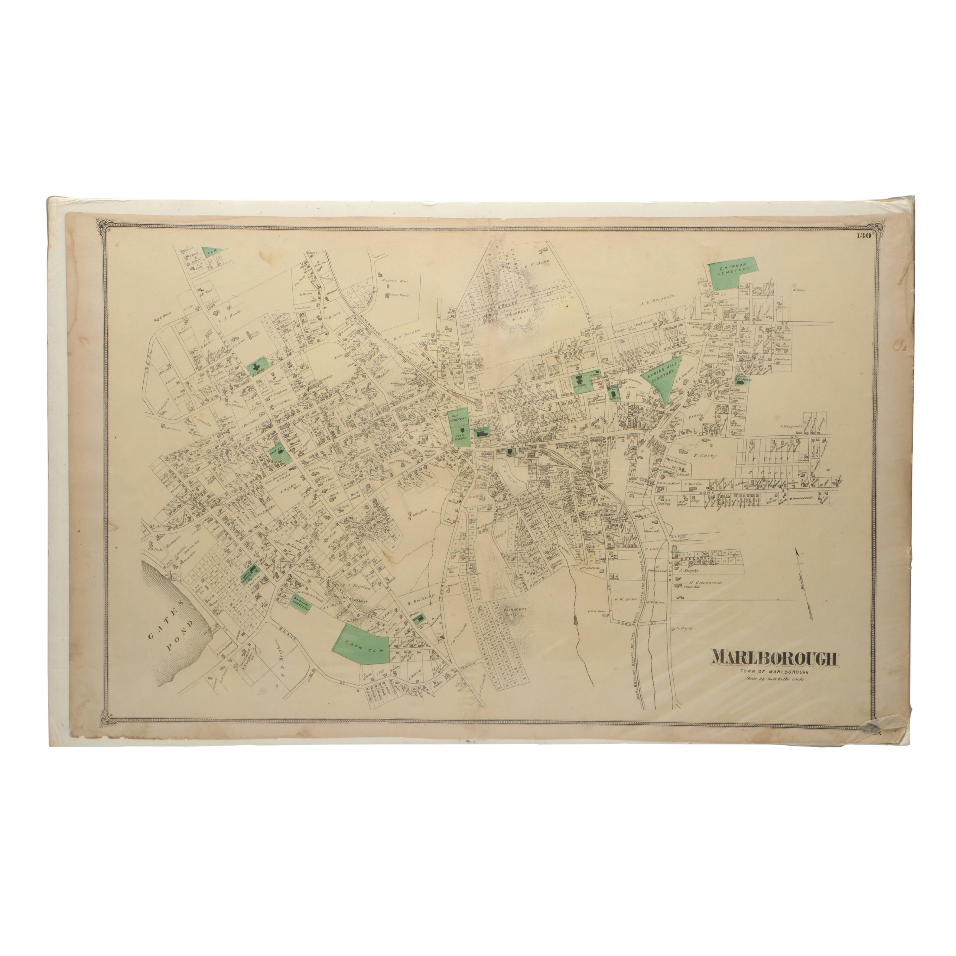 Hand-Colored Engraved Atlas Maps "Marlborough" Massacushetts, 1875