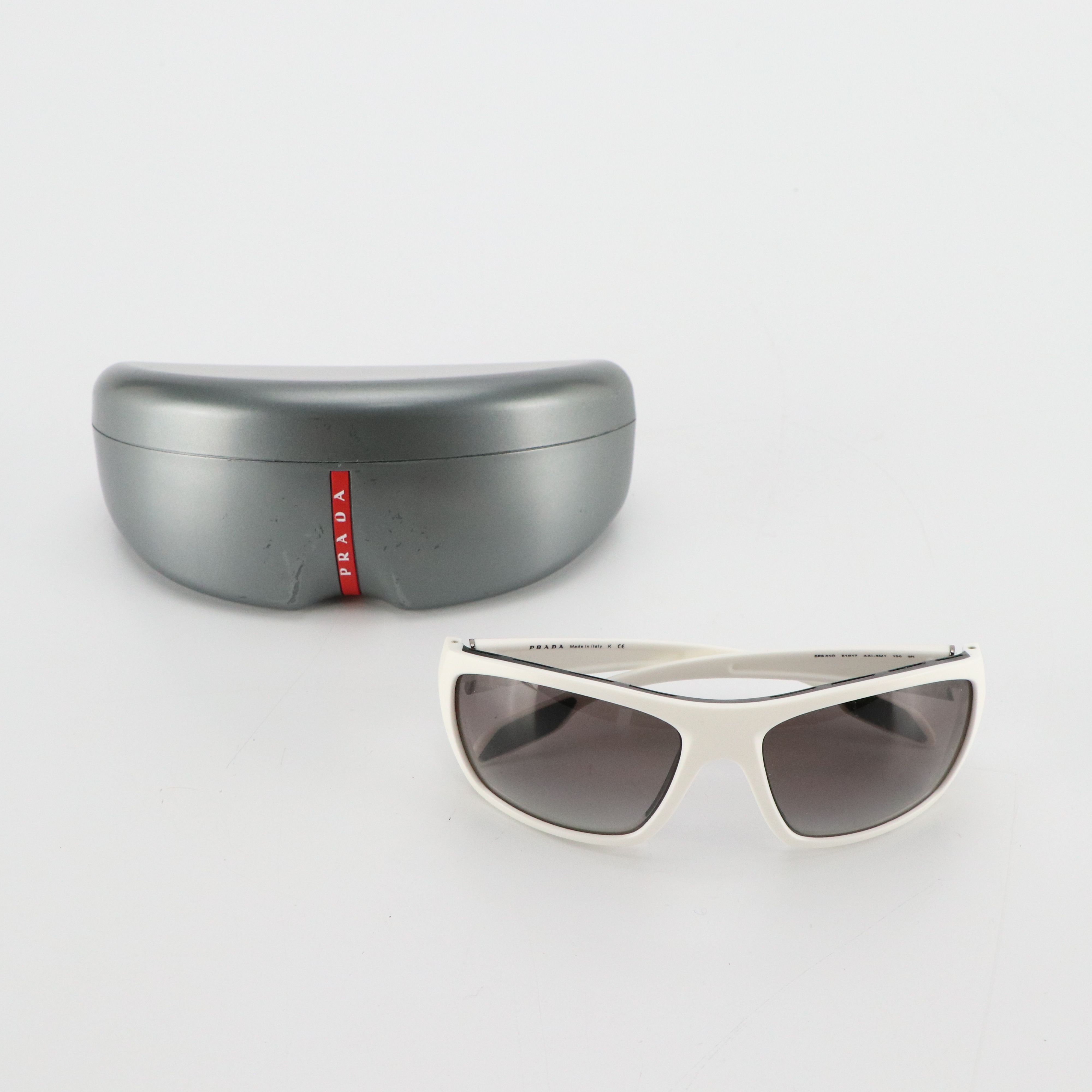 Prada Sport SPS01O AAI-3M1 B&W Wrap Sunglasses in Case