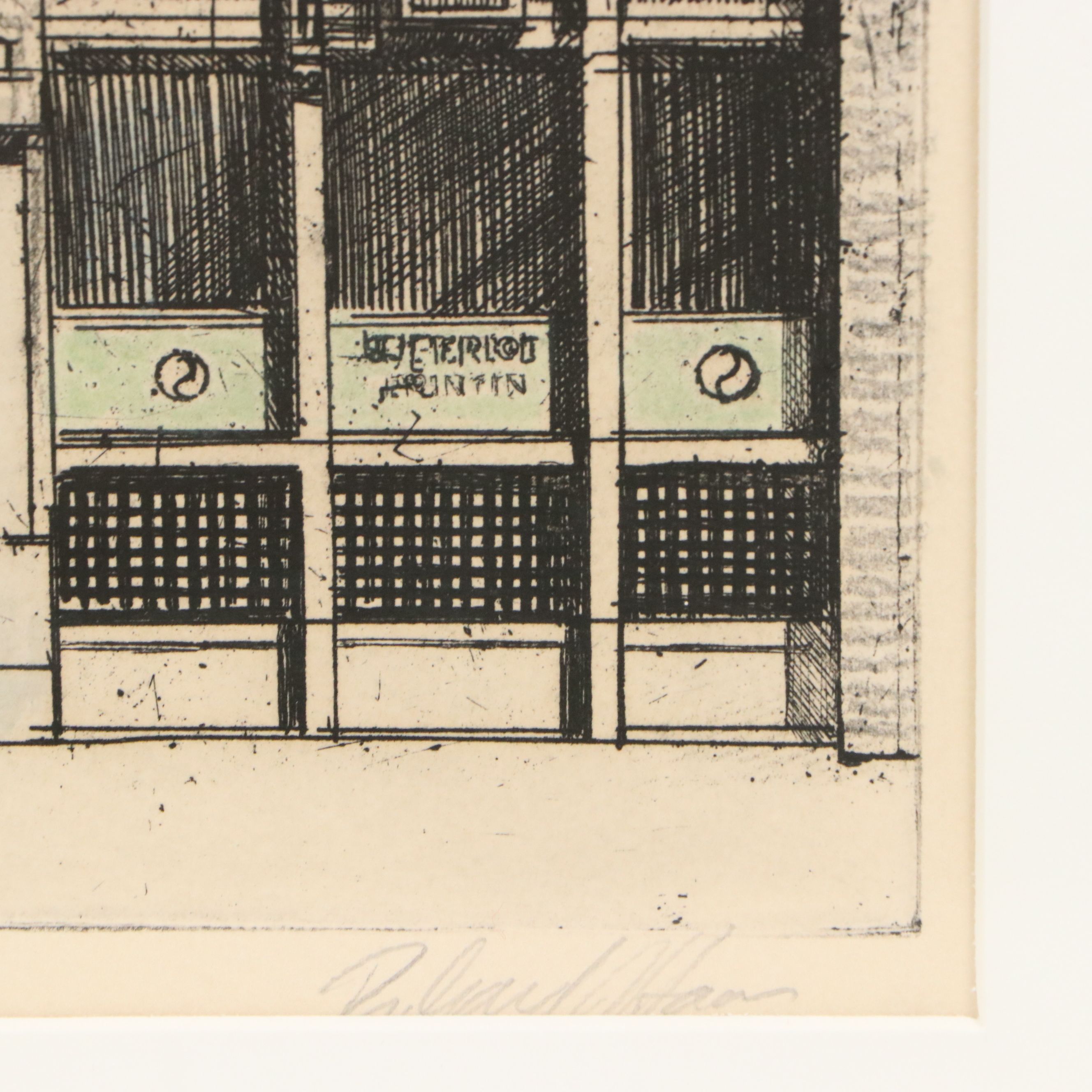 Richard Haas Architectural Etching and Aquatint "Puck Building"
